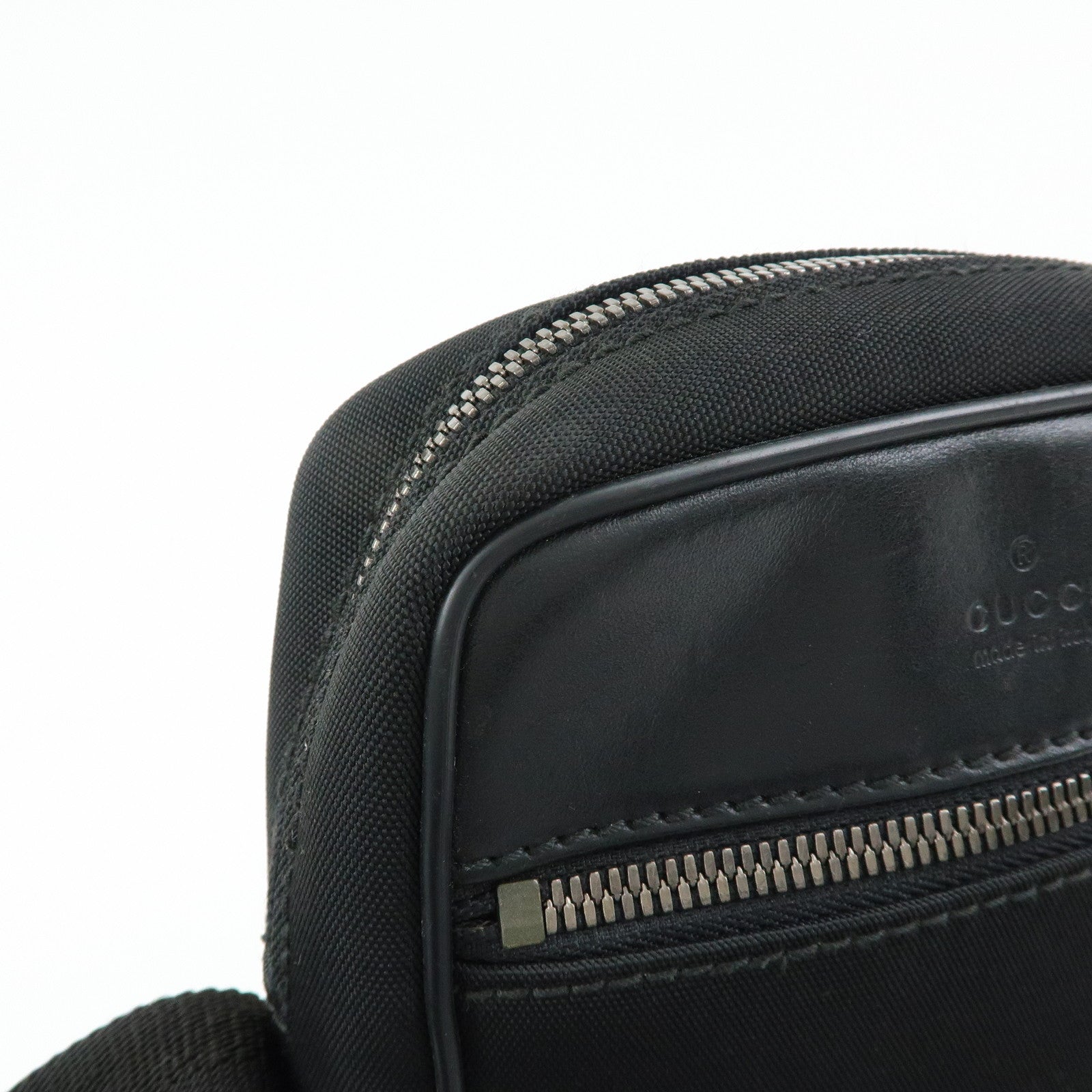 GUCCI Logo Canvas Leather Shoulder Crossbody Bag Black 101680