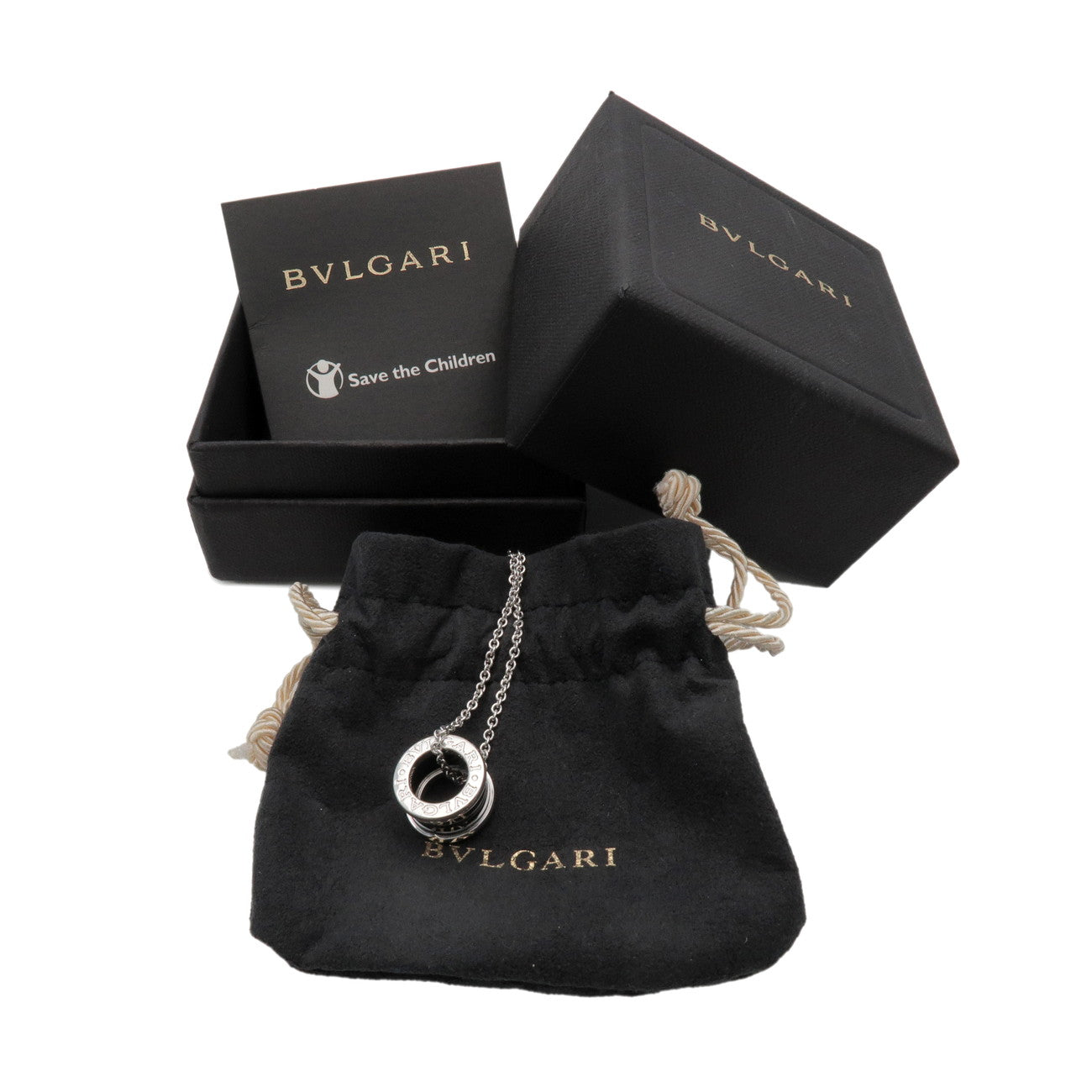 BVLGARI B-Zero1 Save the Children Necklace SV925 Black Ceramic