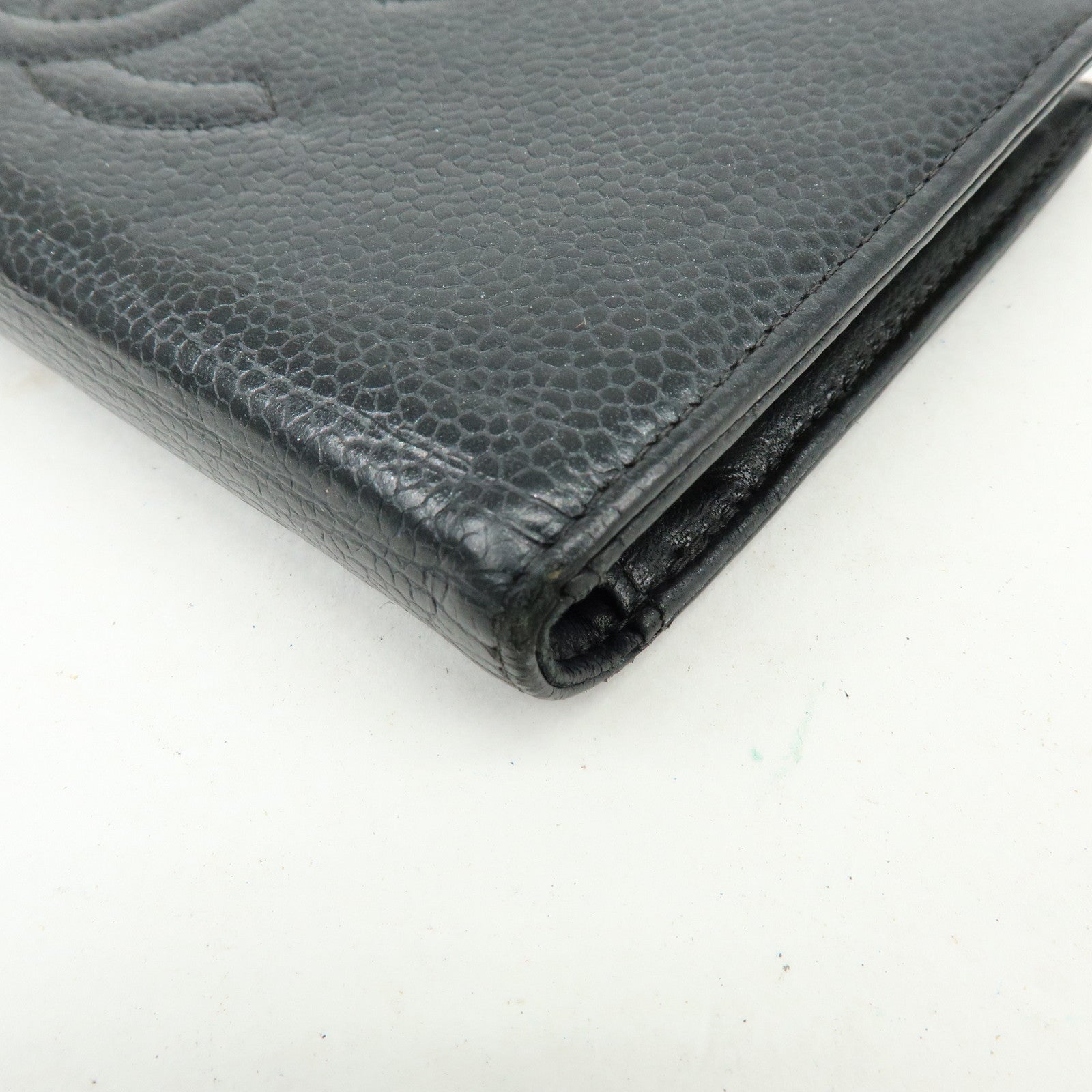 CHANEL COCO Mark Cavierskin Long Wallet Black