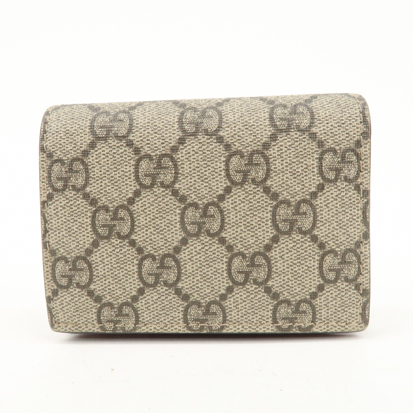 GUCCI Interlocking G GG Supreme Cherry Compact Wallet Beige Red 476050 Used