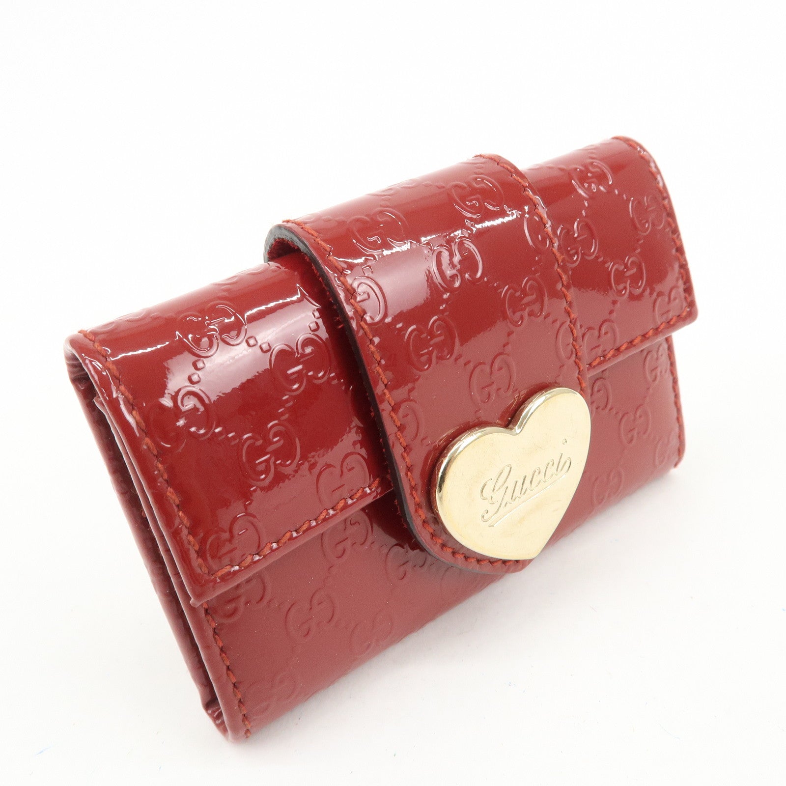 GUCCI Micro Guccissima Patent Leather 6 Ring Key Case Red 203551