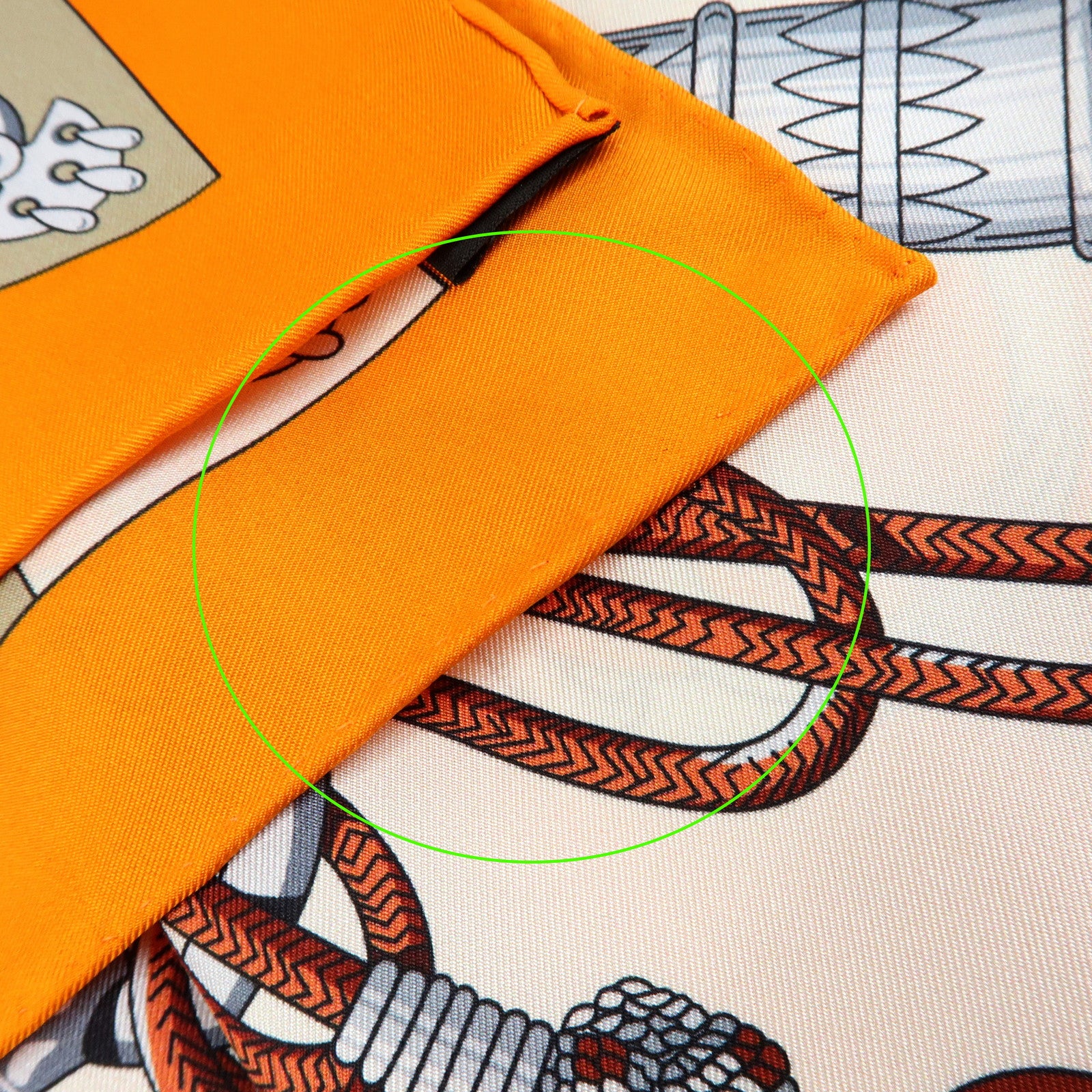 HERMES Carre 90 Silk 100% Scarf Cliquetis Orange Gray