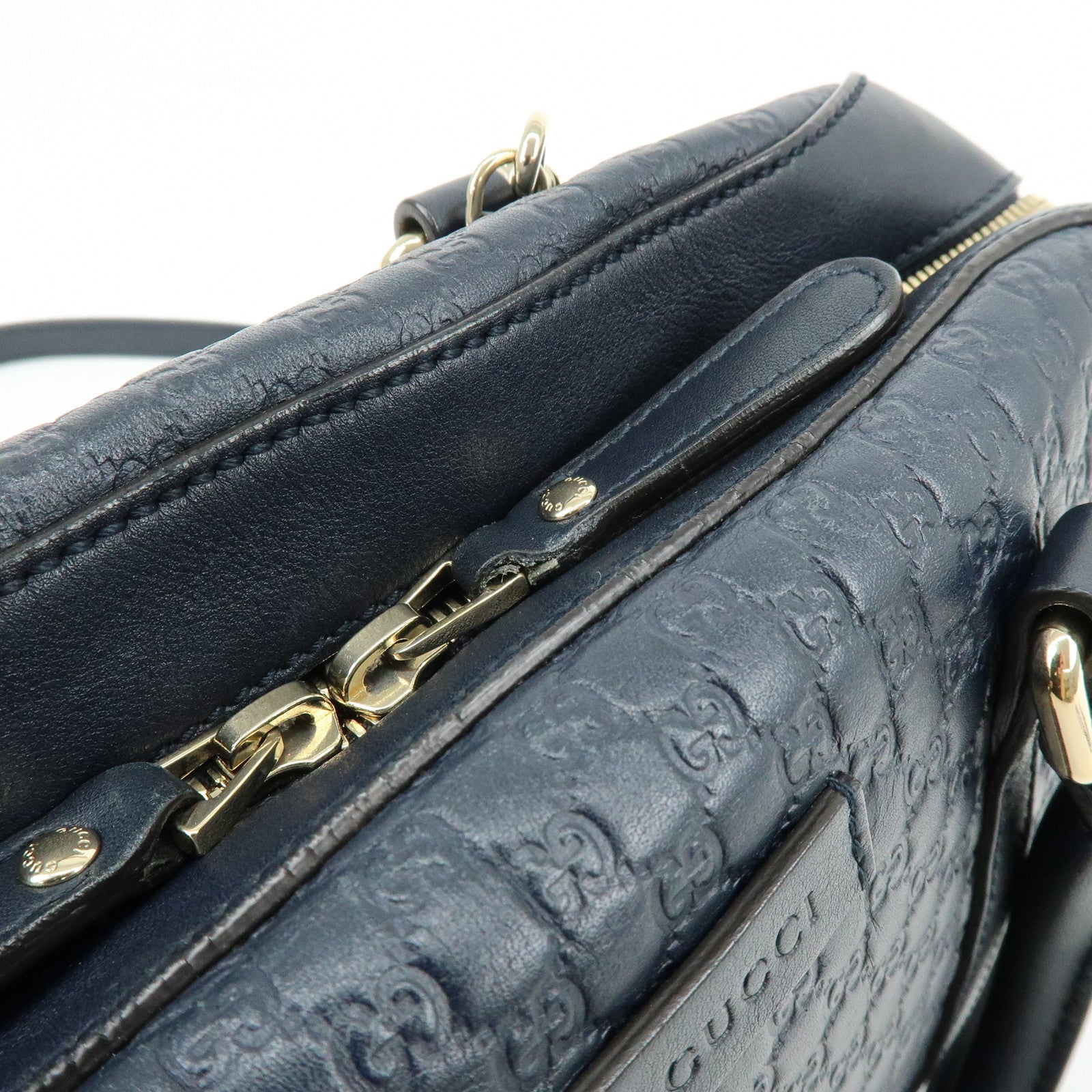 GUCCI Microguccissima Leather 2Way Bag Hand Bag Dark Navy 510286