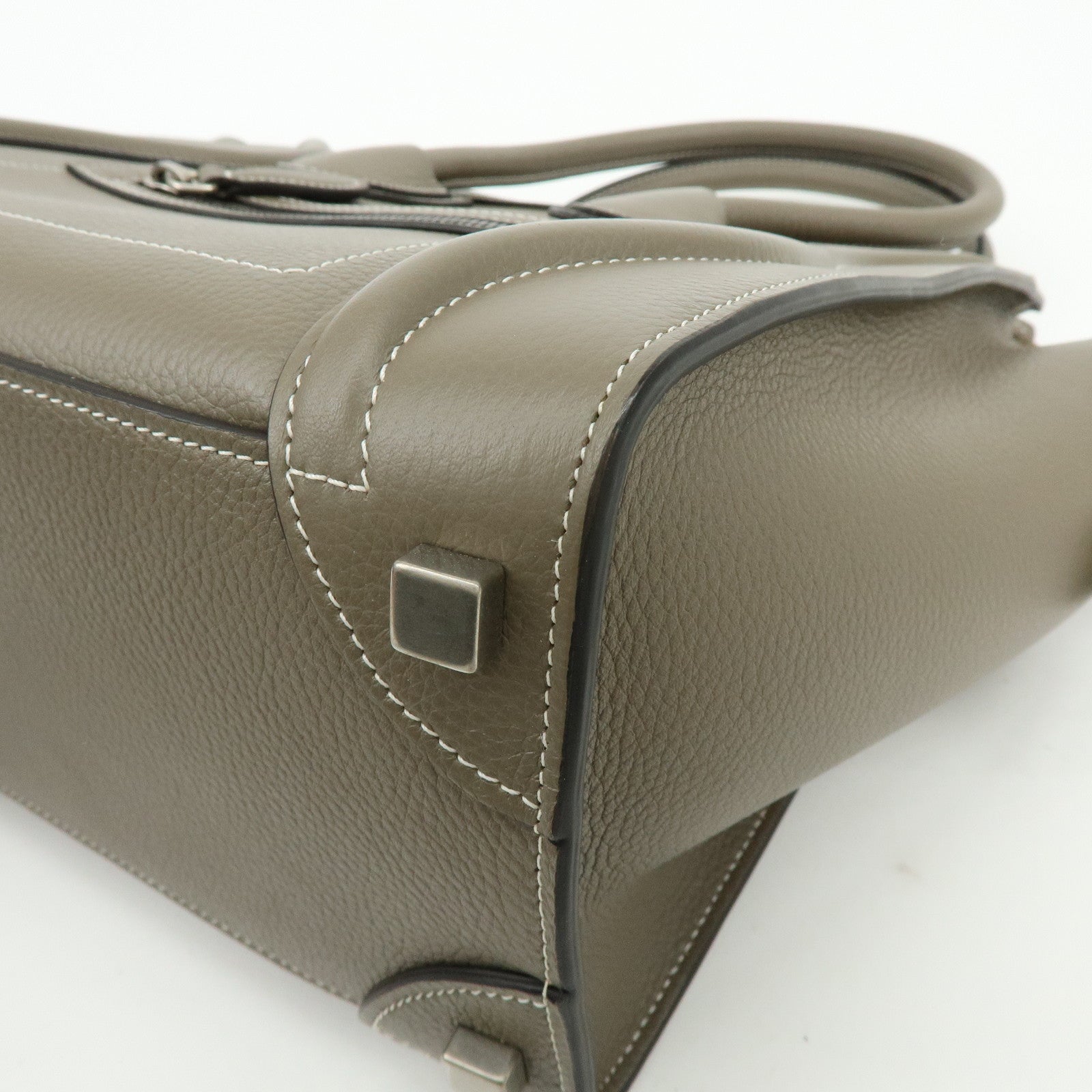 CELINE Luggage Micro Shopper Leather Hand Bag Tote Bag Gray