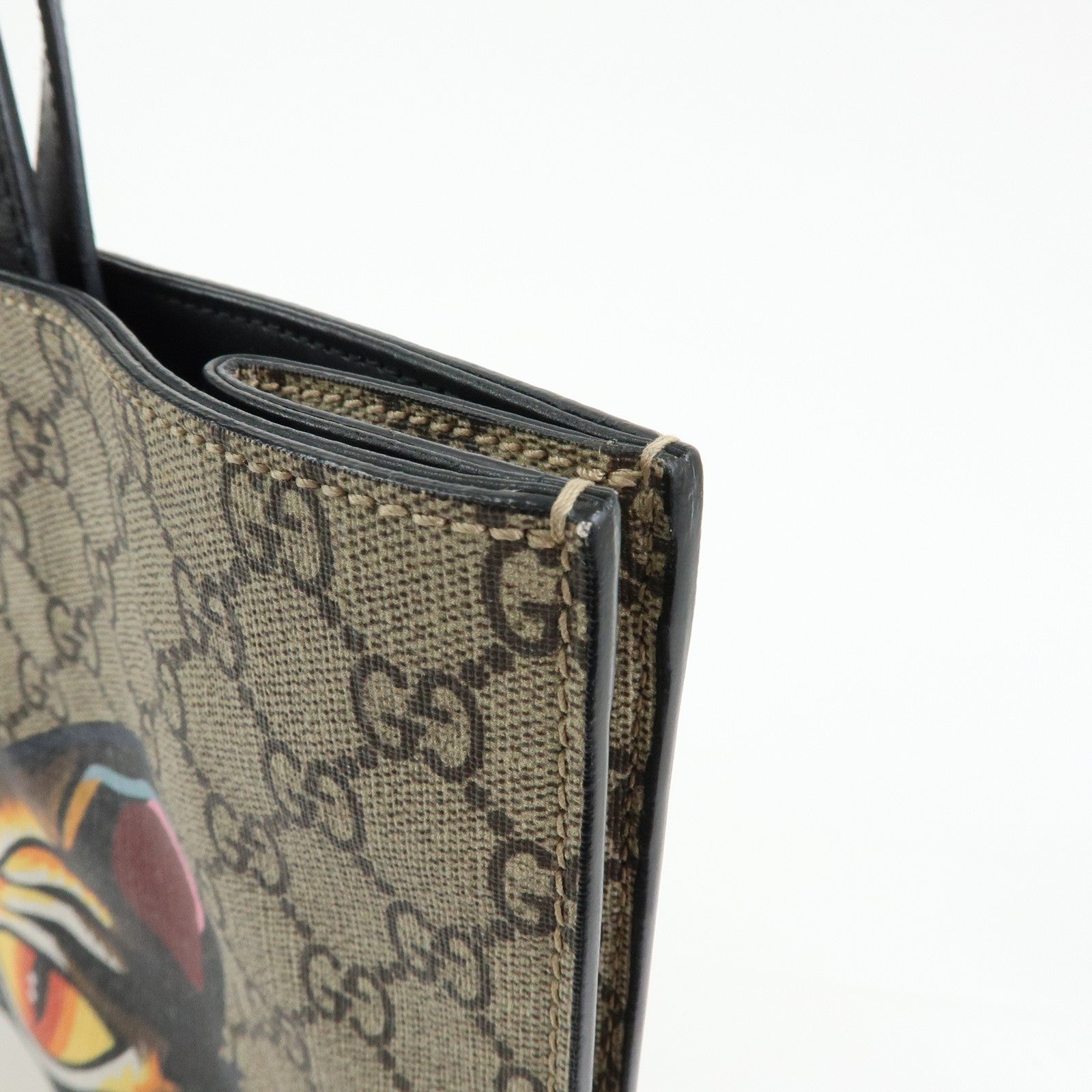 GUCCI GG Supreme Leather Tigar Tote Bag Beige Black 450950