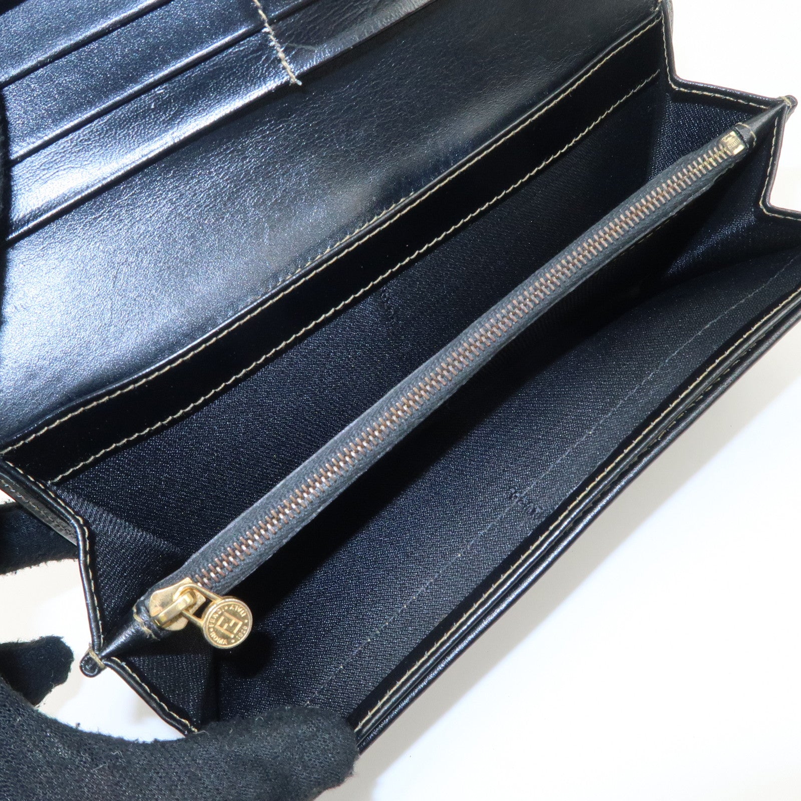 FENDI Set of 2 Pecan Leather PVC Wallet Black Brown 01445-069 30851 Used