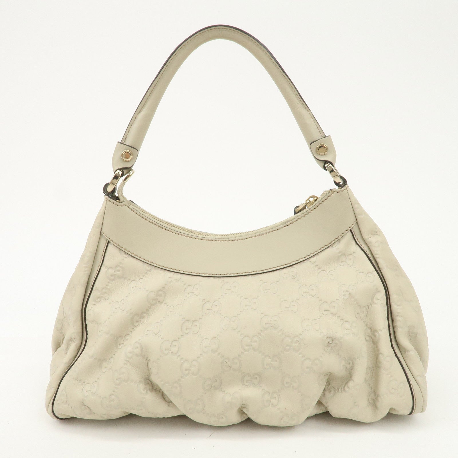 GUCCI Abbey Guccissima Leather Shoulder Bag Hand Bag Ivory 190525 Used