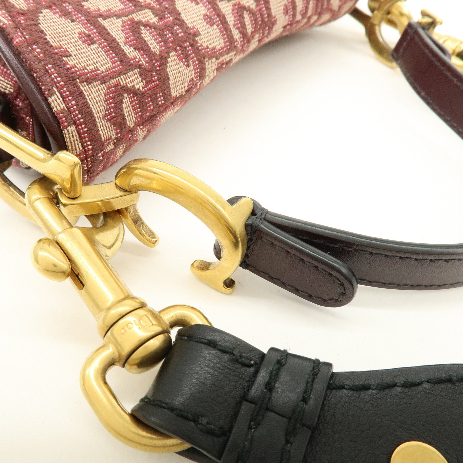 Christian Dior Oblique Jacquard Leather Mini Saddle Bag Hand Bag