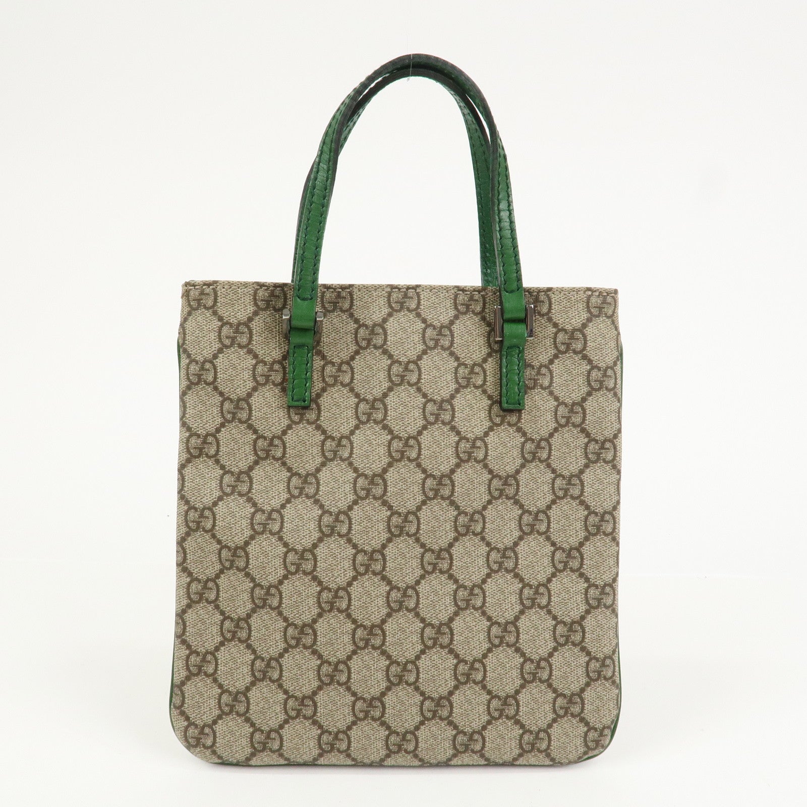 GUCCI GG Supreme Leather Hand Bag Tote Bag Beige Green 114600
