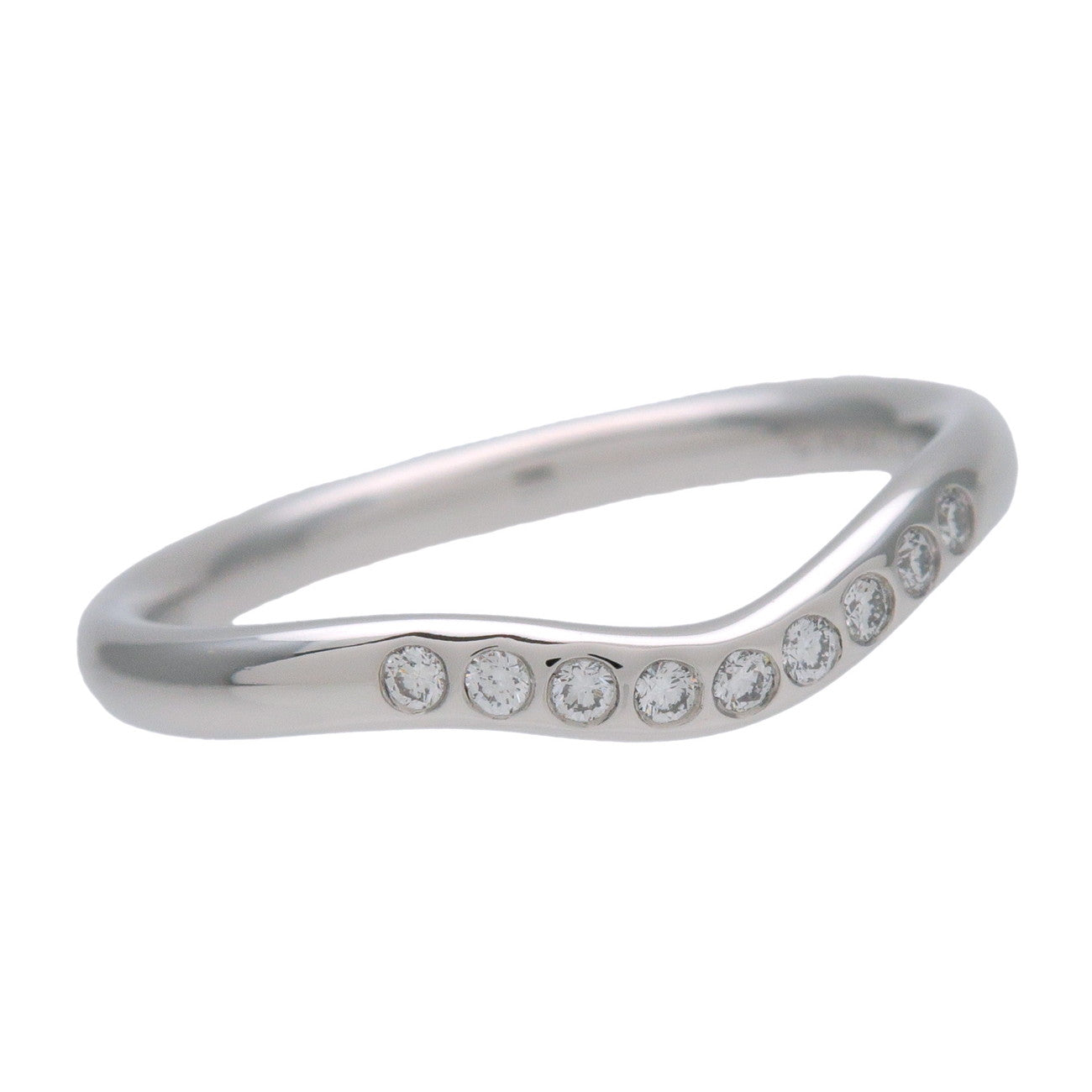 Tiffany & Co Curved Band 9P Diamond Ring PT950 Platinum US5.5 EU51