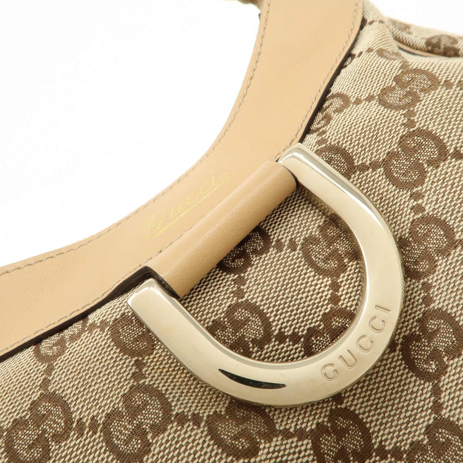 GUCCI Abbey GG Canvas Leather Shoulder Bag Beige 190525 Used