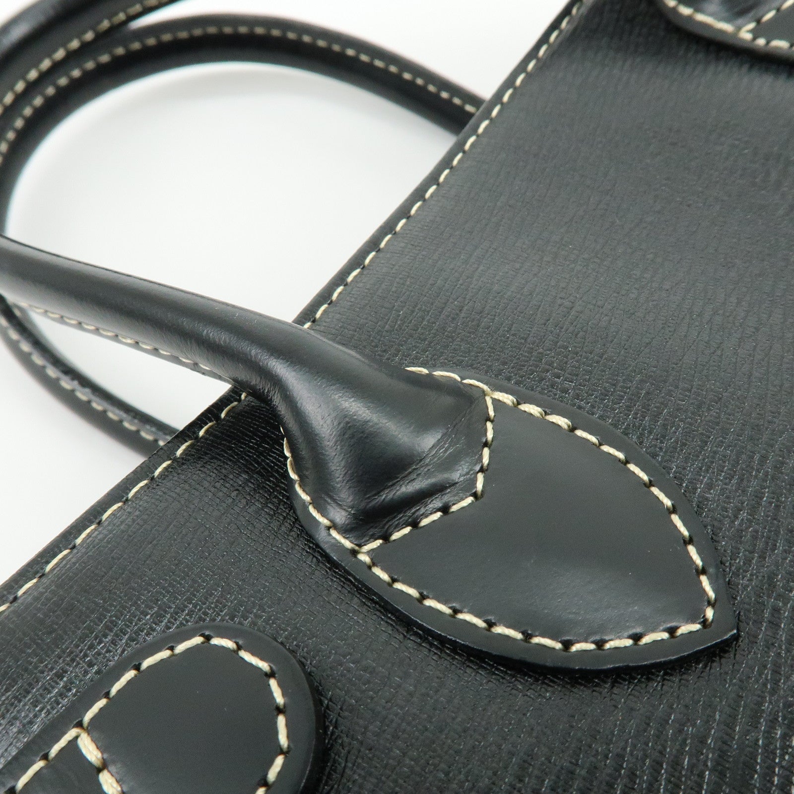 BURBERRY Logo Leather Hand Bag Black