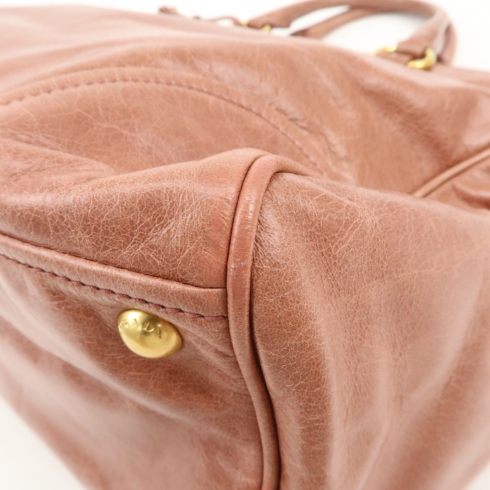 PRADA Logo Leather 2Way Bag Shoulder Bag Hand Bag Pink