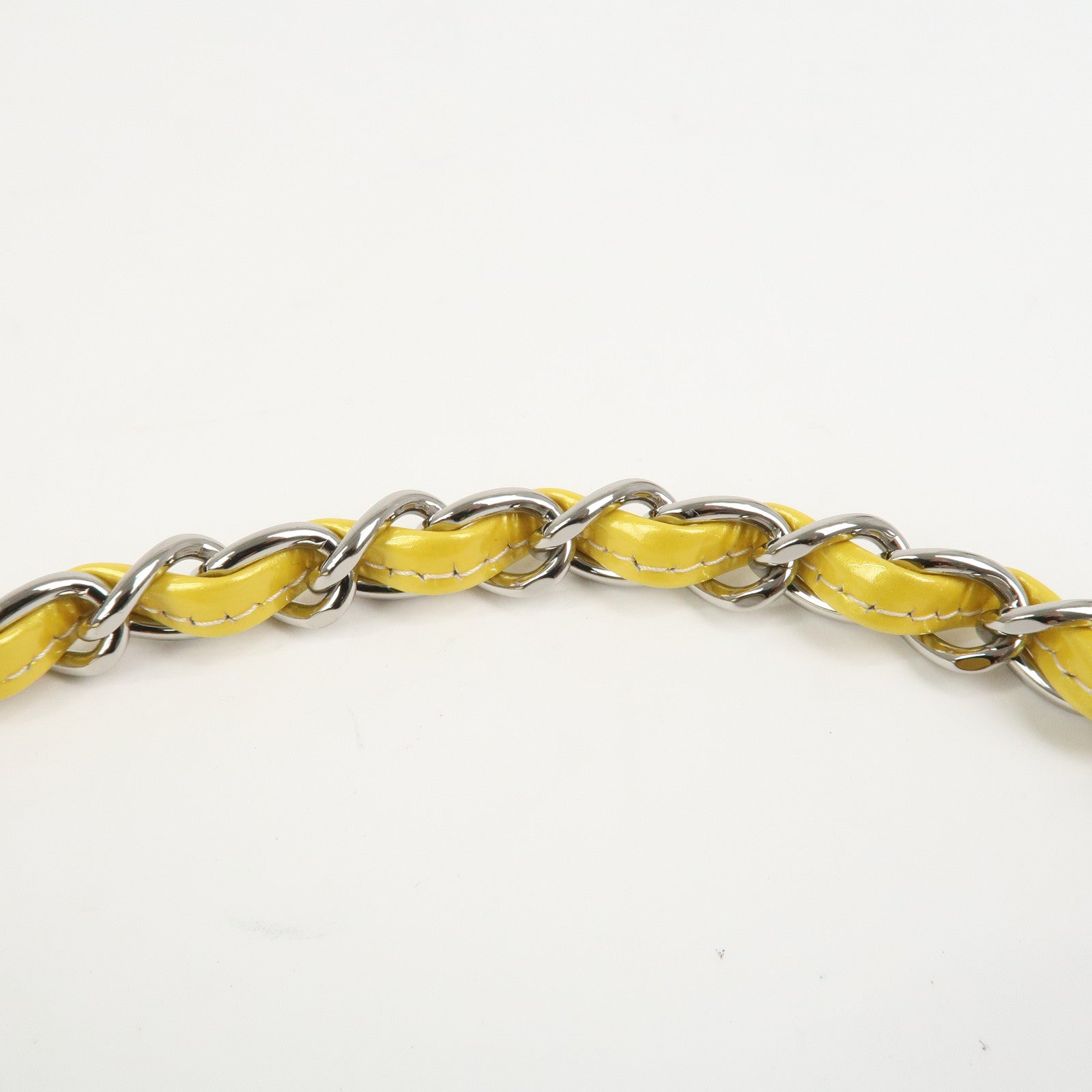 CHANEL Icon Line Patent Leather Chain Shoulder Bag Yellow A37156