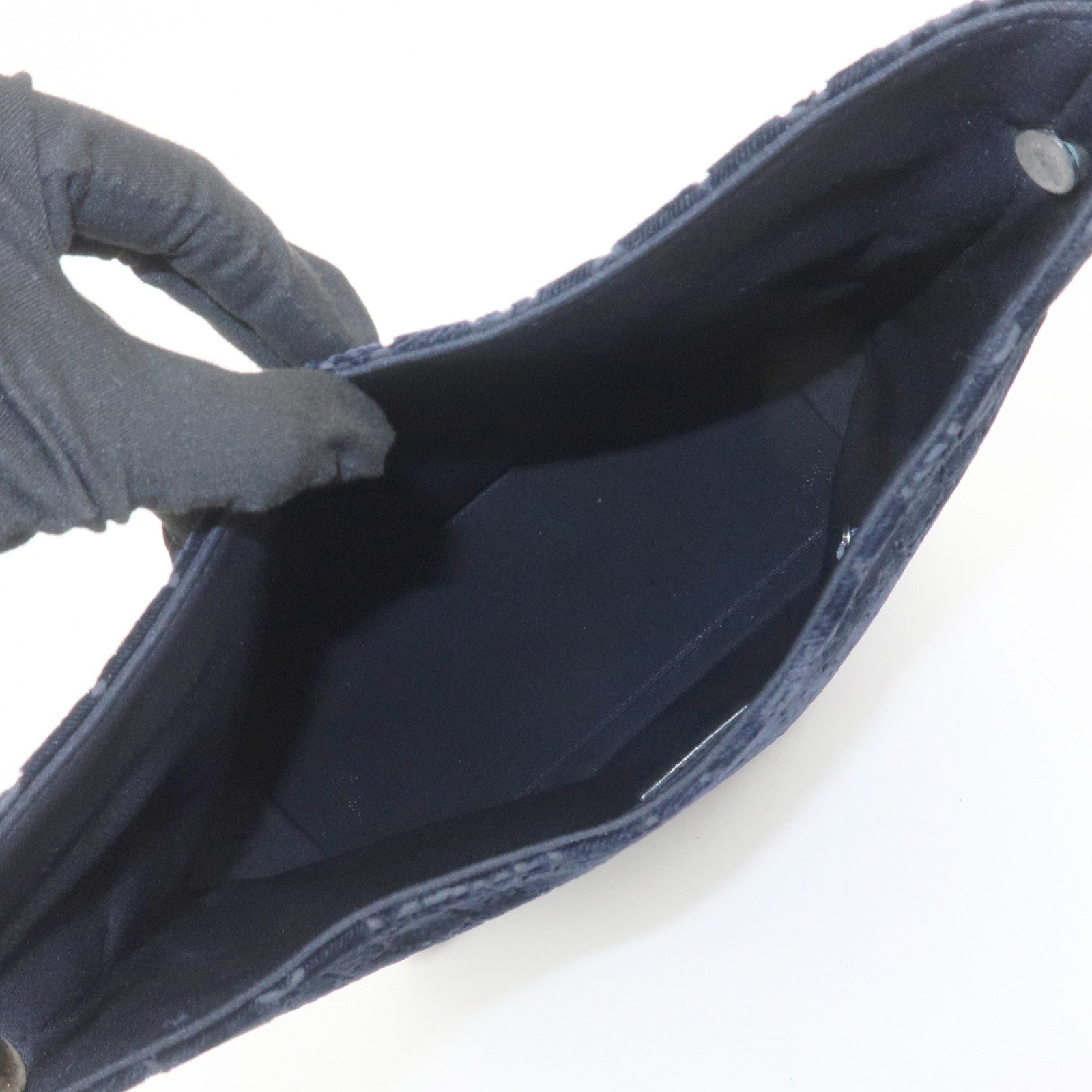 GUCCI Velvet GG Monogram Shoulder Bag Hand Bag Navy 001・2123