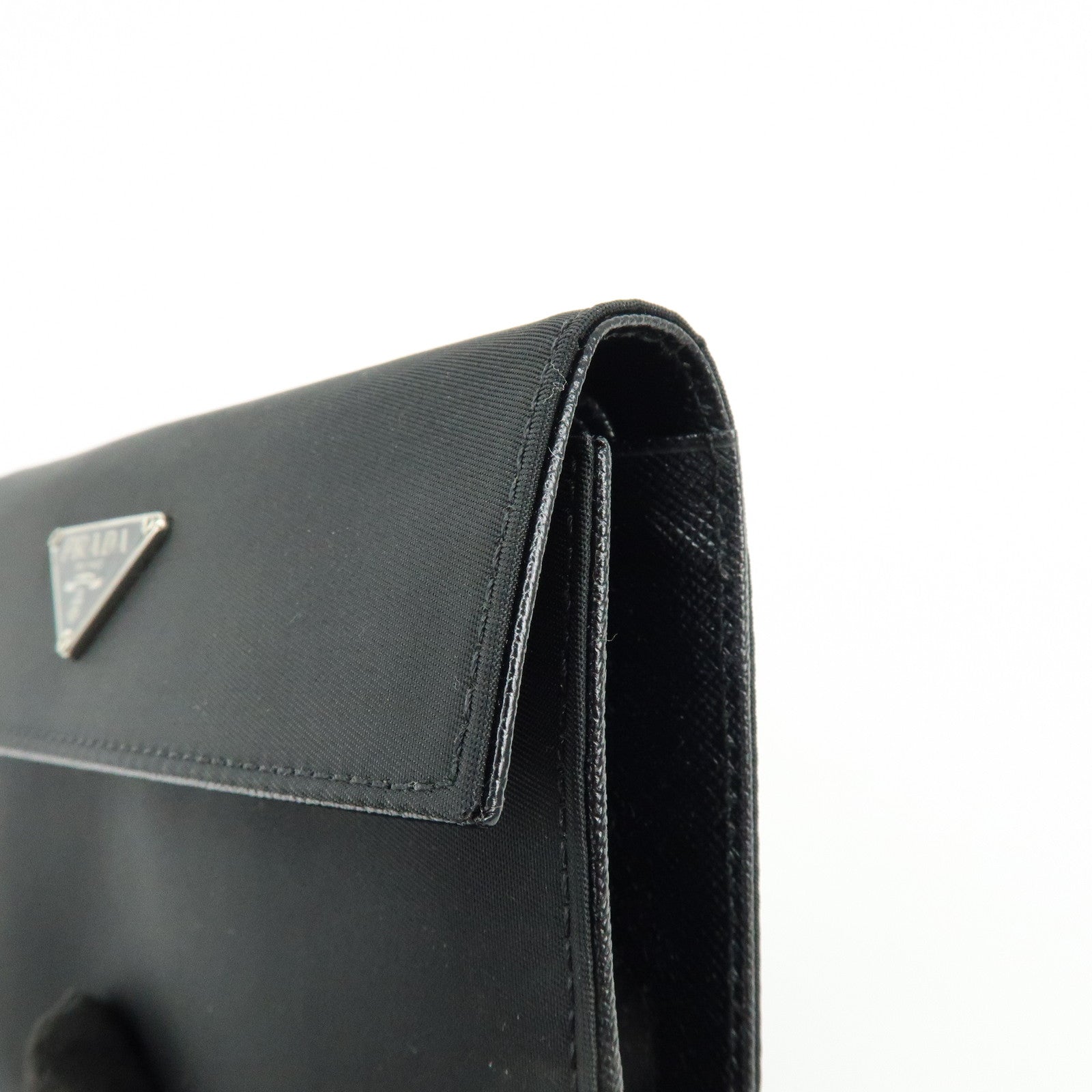 PRADA Triangle Logo Nylon Saffiano Leather Tri-fold Wallet M510