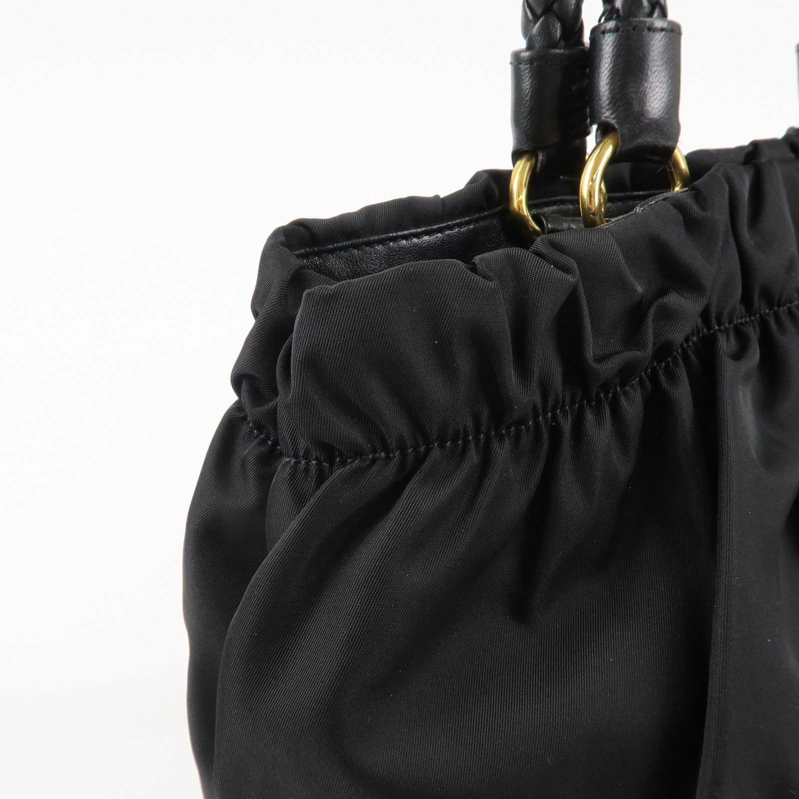 PRADA Logo Nylon Leather 2Way Bag Shoulder Bag Hand Bag Black BN1970 Used