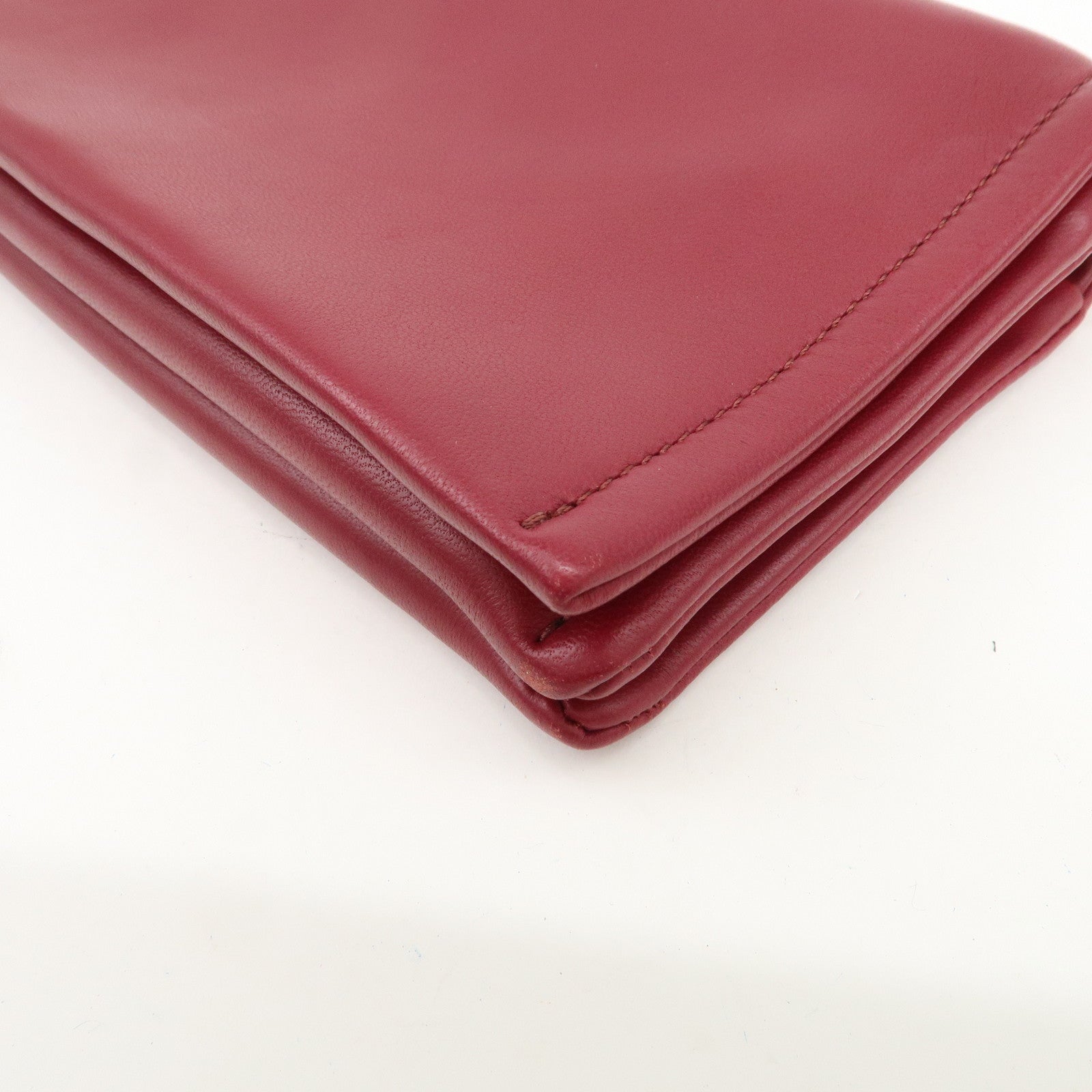 VALENTINO Leather 2Way Bag Shoulder Bag Hand Bag Wine Red