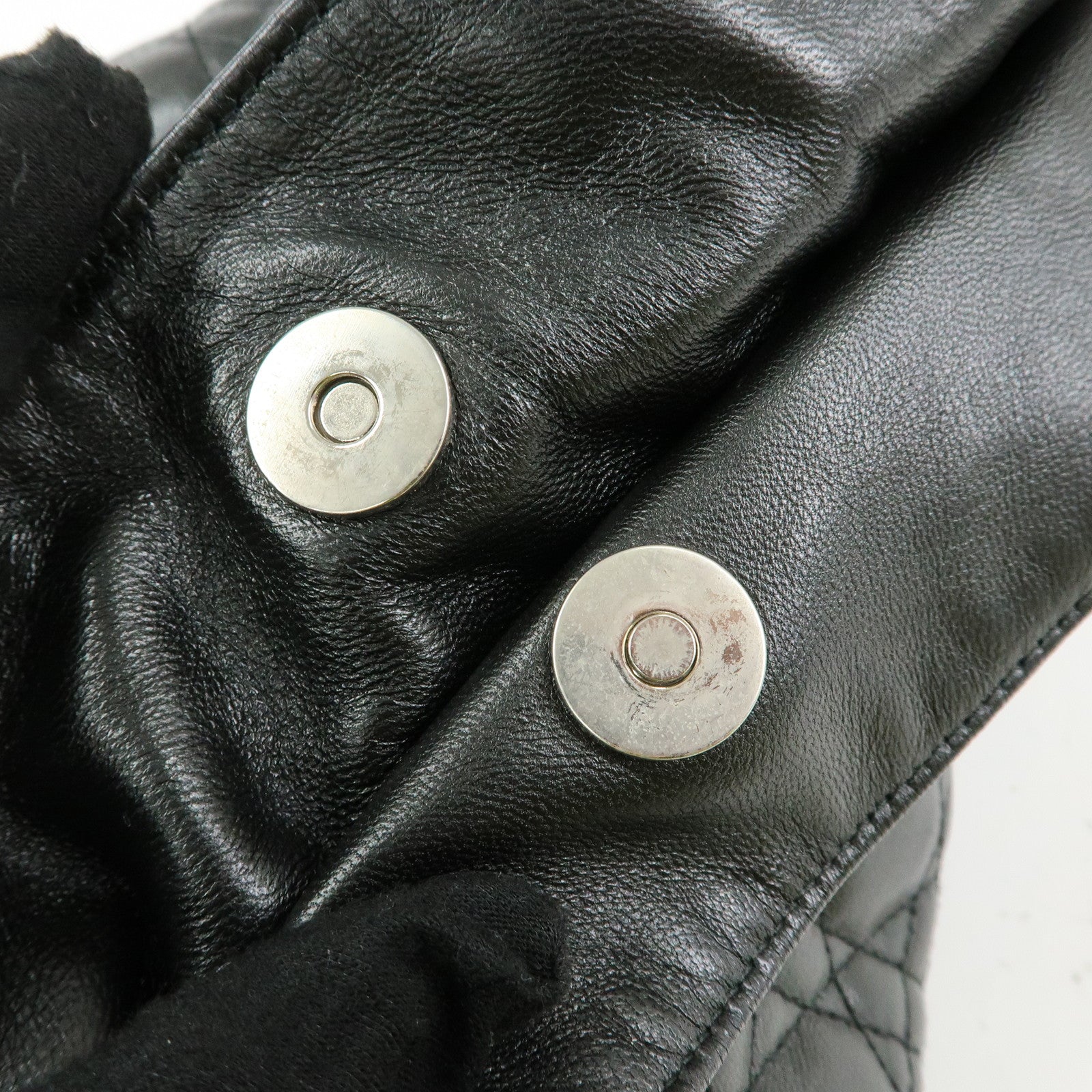 Christian Dior Cannage Lambskin Shoulder Bag Hand Bag Black