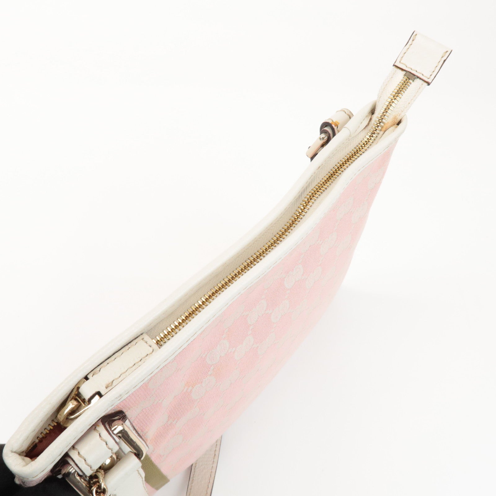 GUCCI Sherry GG Canvas Leather Shoulder Bag Pink 144388