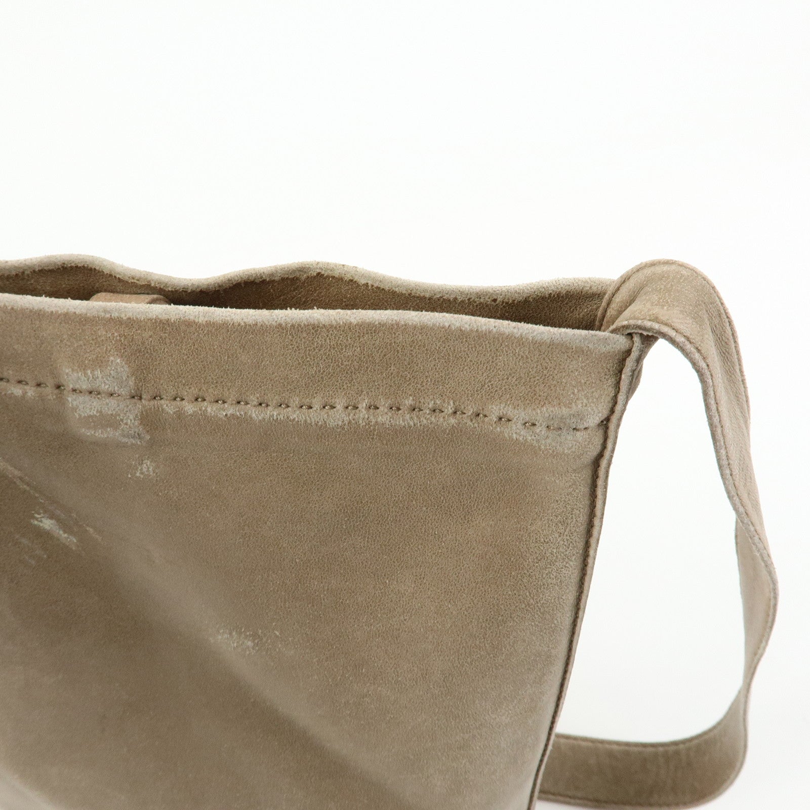 HERMES Leather Clou de Selle Shoulder Bag □M Stamped Beige