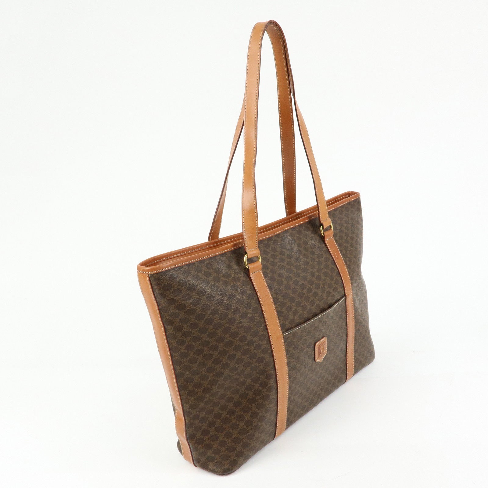 CELINE Macadam PVC Leather Tote Bag Shoulder Bag Brown