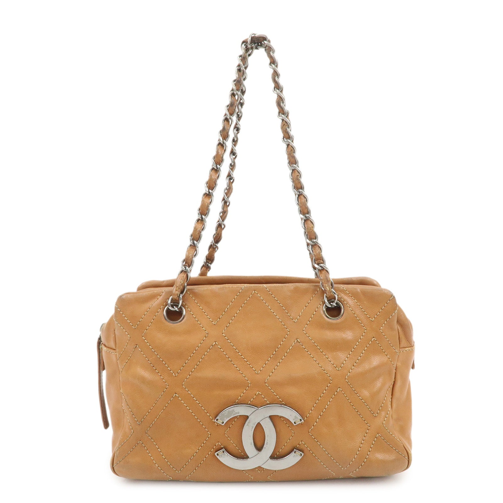 CHANEL COCO Mark Calf Leather Chain Shoulder Bag Hand Bag Brown