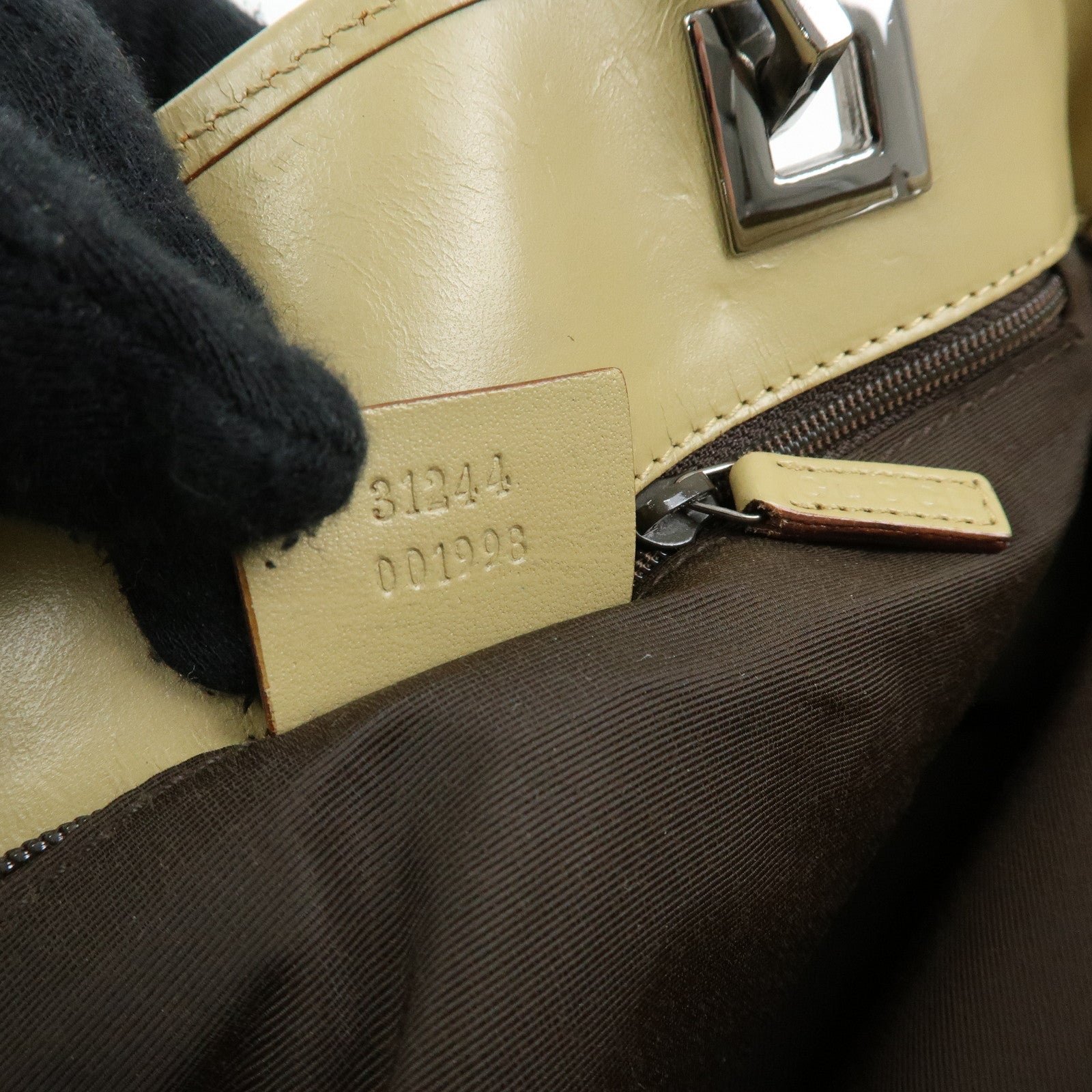 GUCCI GG Canvas Leather Tote Bag Shoulder Bag Brown Beige 31244