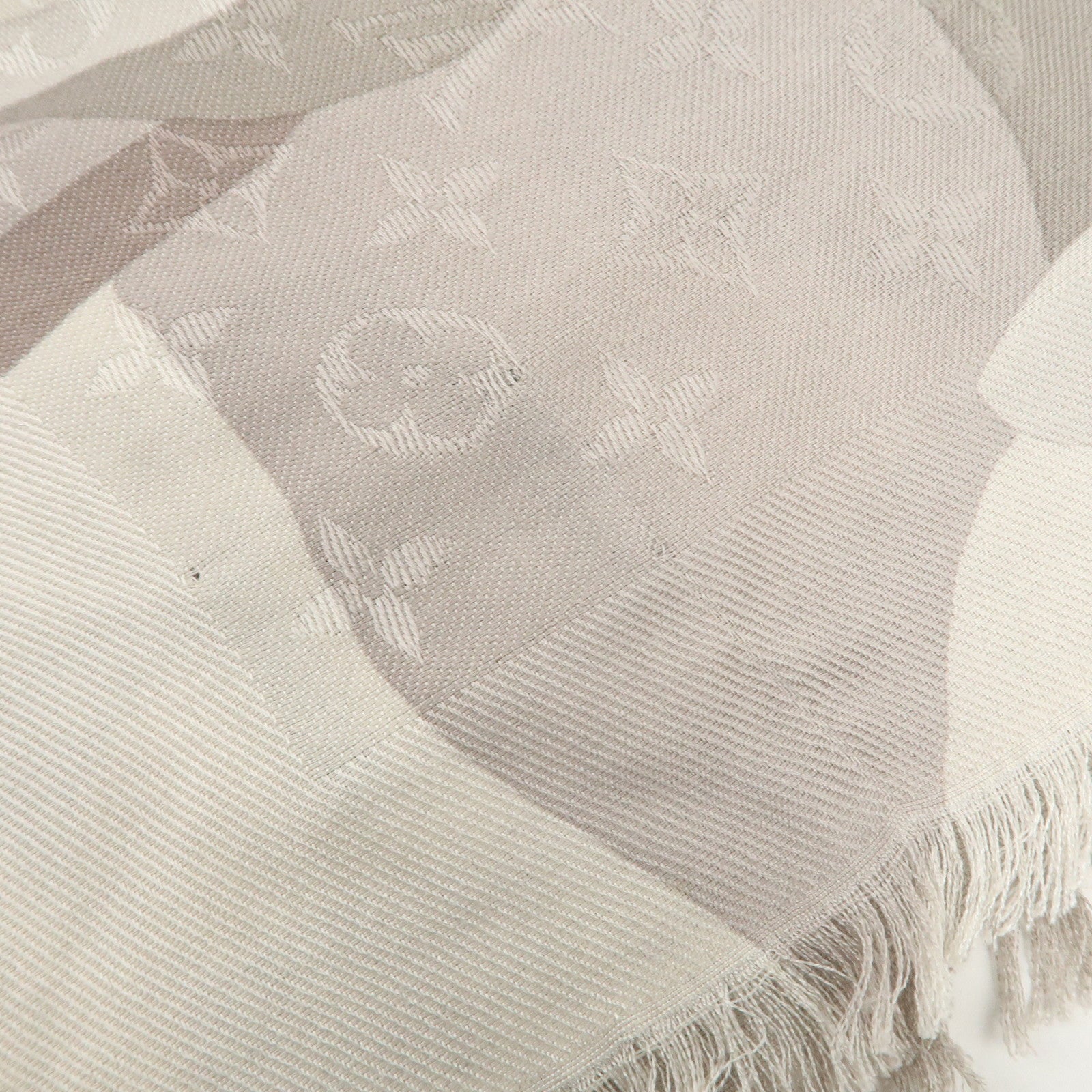 Louis Vuitton Monogram Silk Wool Shawl Scarf Camouflage Gray M75397