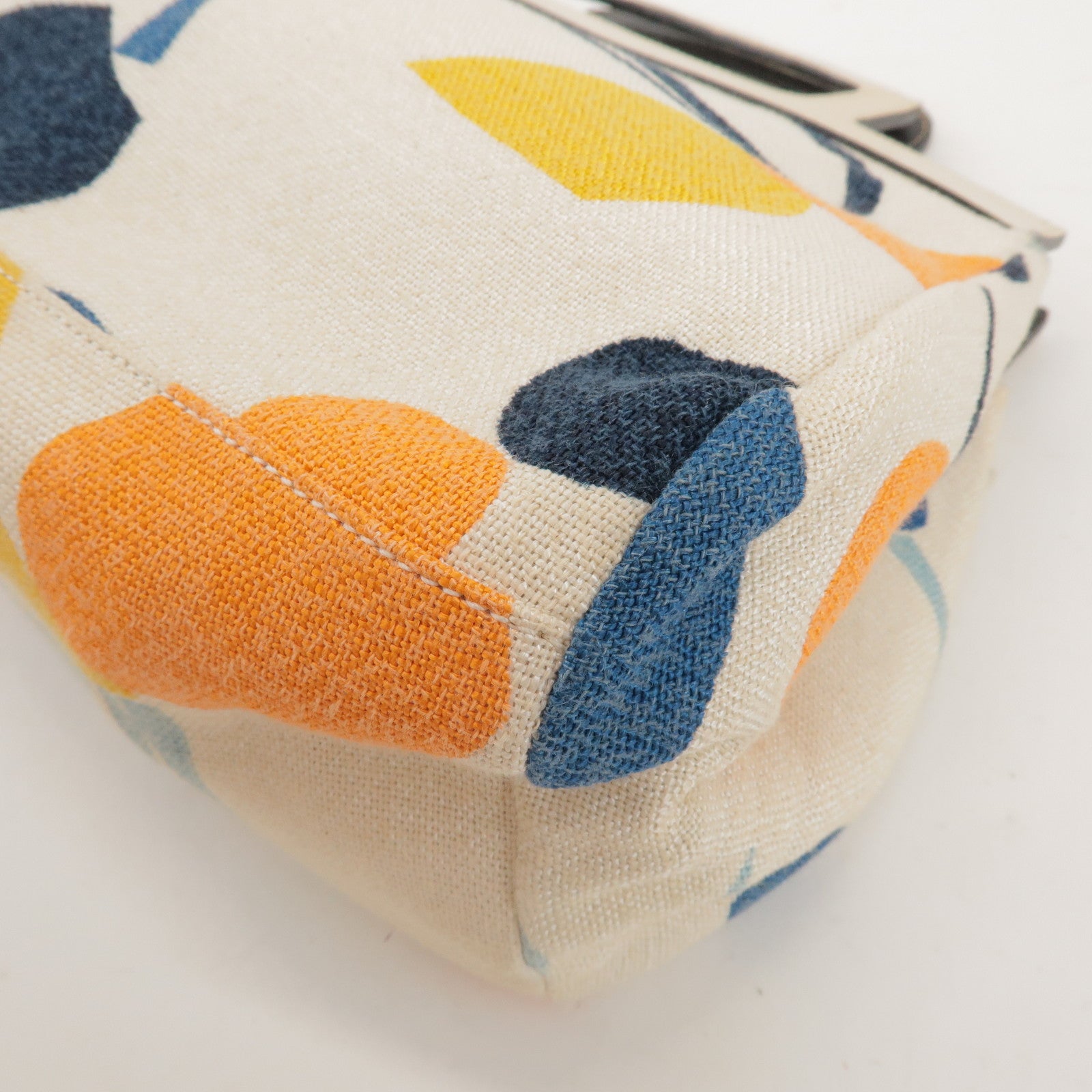 MIU MIU Madras Leather Canvas Reversible Hand Bag Ivory Black