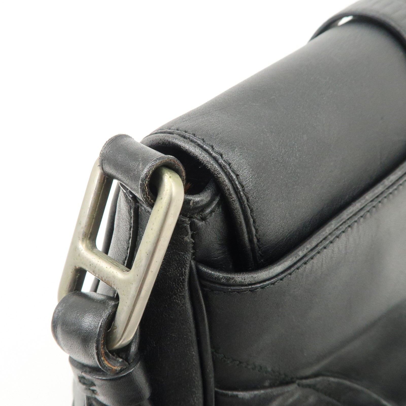 PRADA Leather Shoulder Bag Hand Bag Black