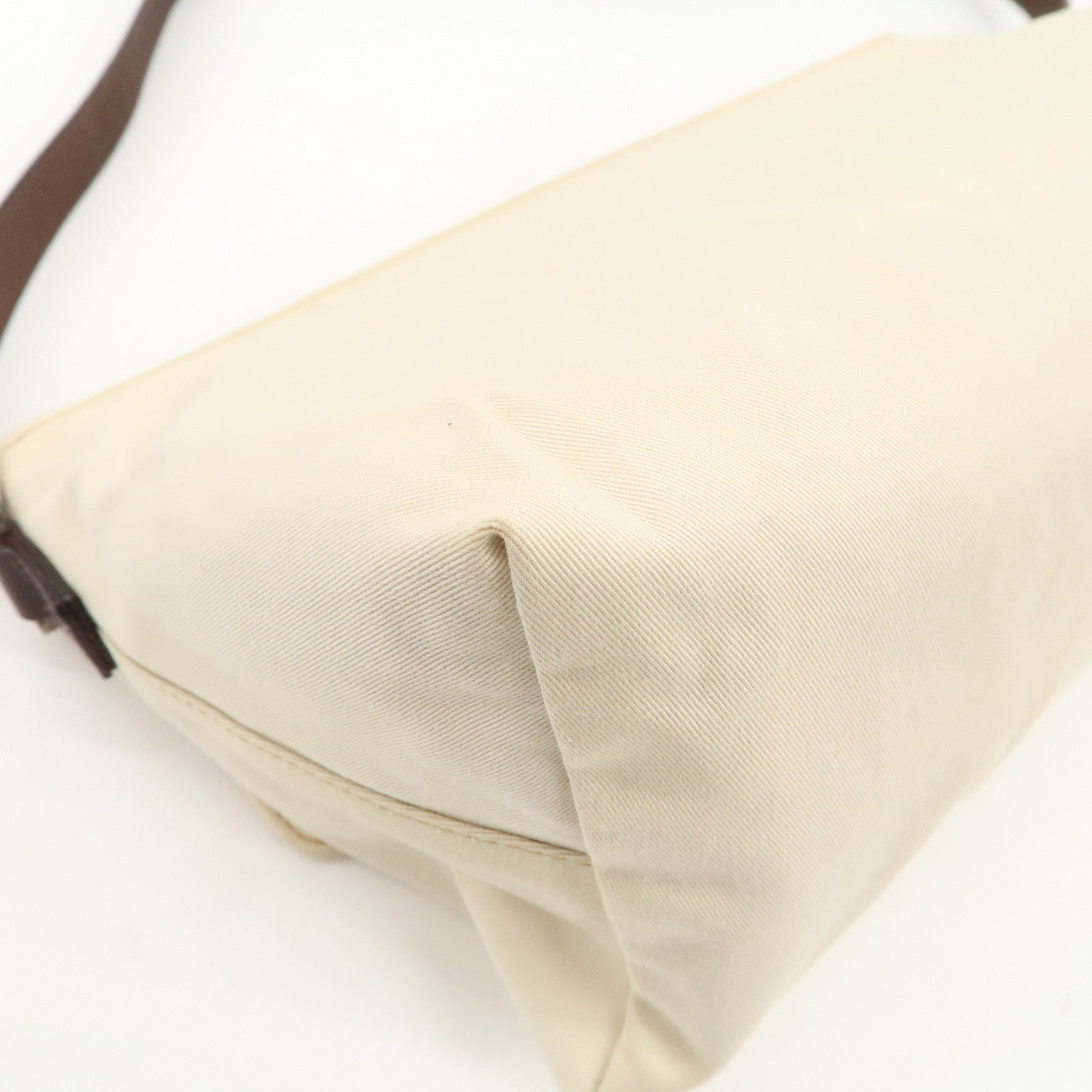 FENDI Canvas Shoulder Bag Hand Bag Ivory Silver Hardware