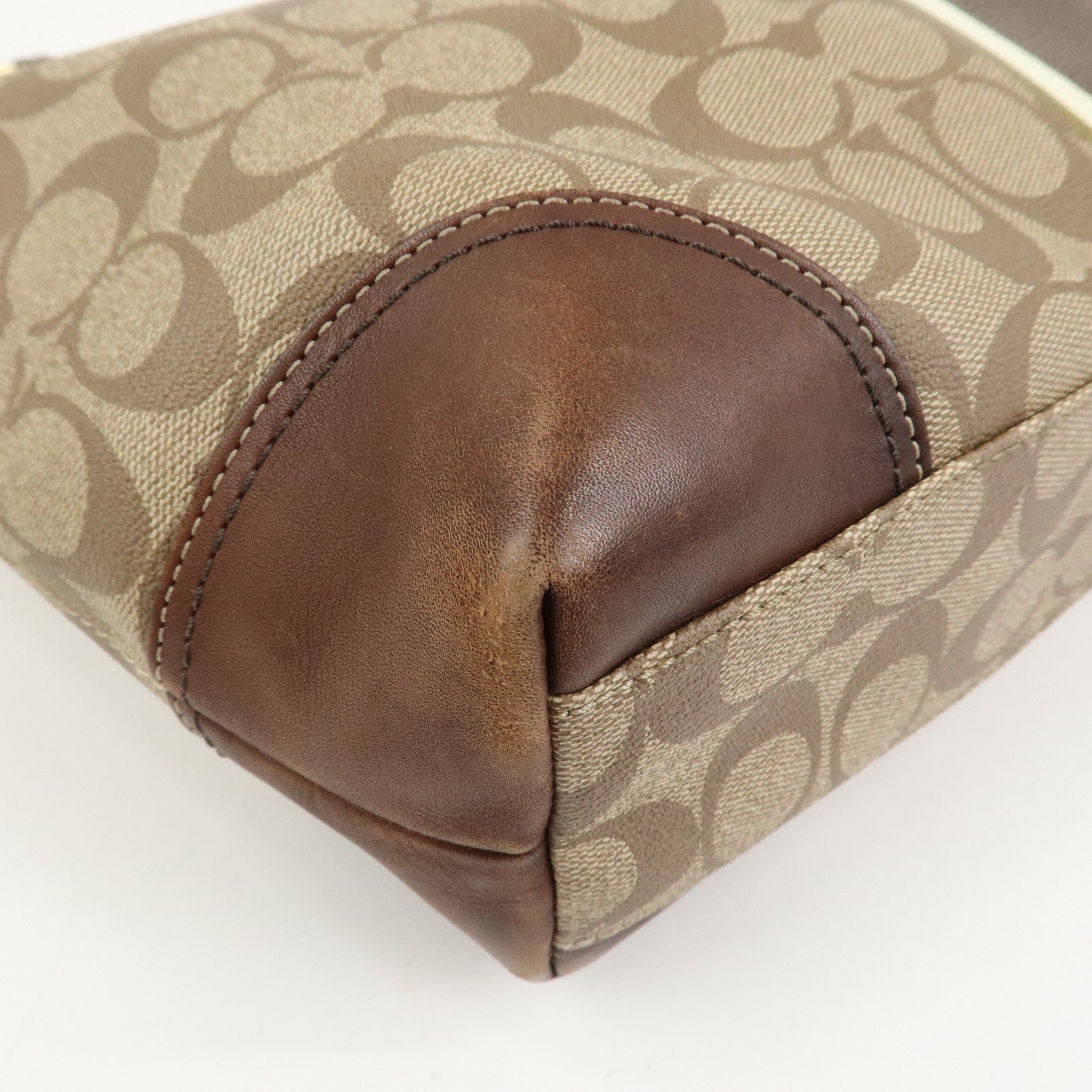 COACH Set of 2  PVC Canvas Leather Shoulder Bag Hand Bag Brown