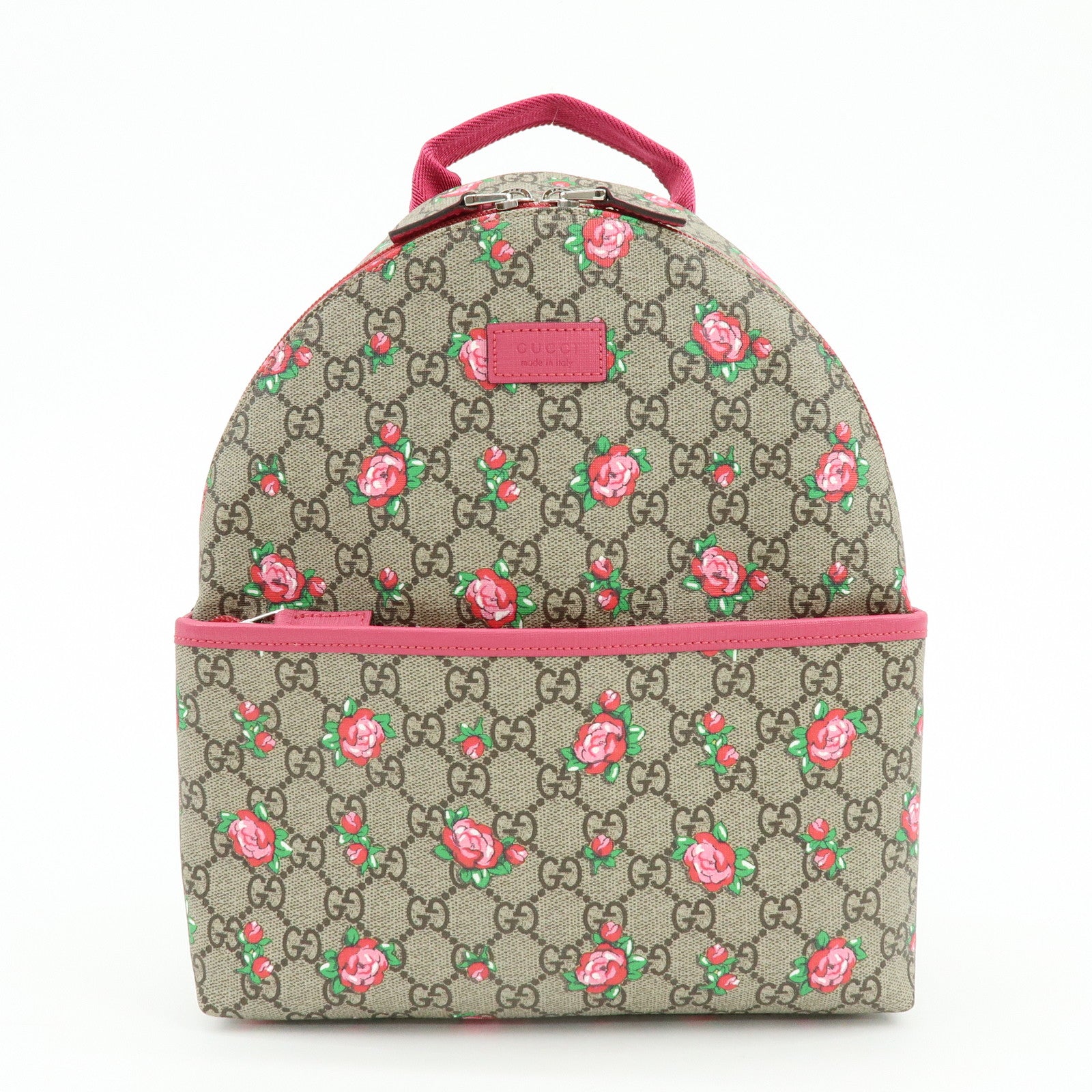 GUCCI Children’s GG Supreme Rose Heart Backpack Beige Pink 271327
