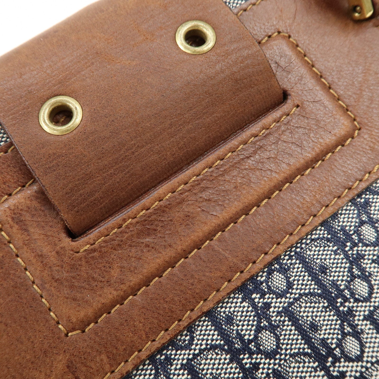 Christian Dior Street Chic Trotter Canvas Leather Hand Bag Brown