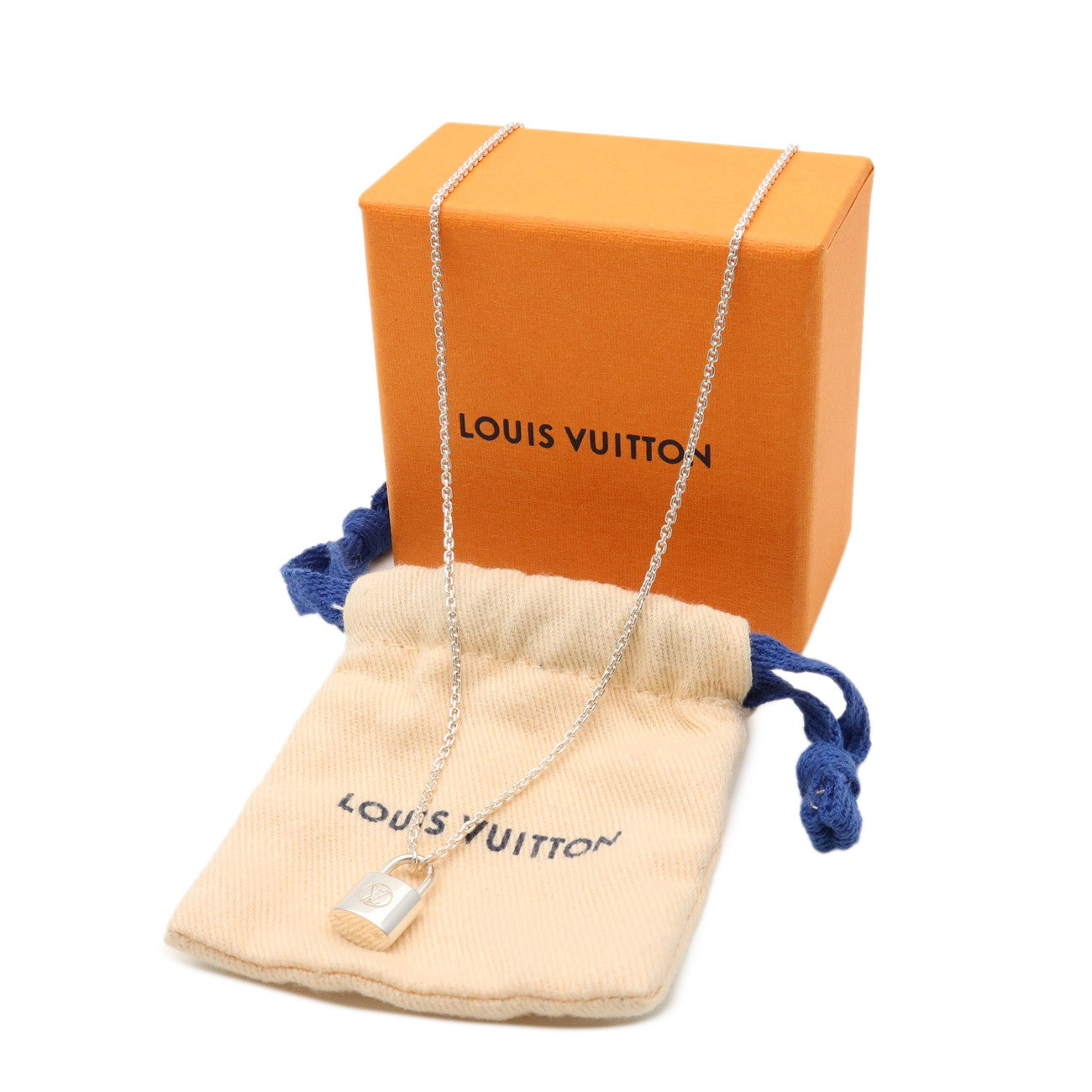 Louis Vuitton Lockit Pendant Necklace SV925 Silver Q93559
