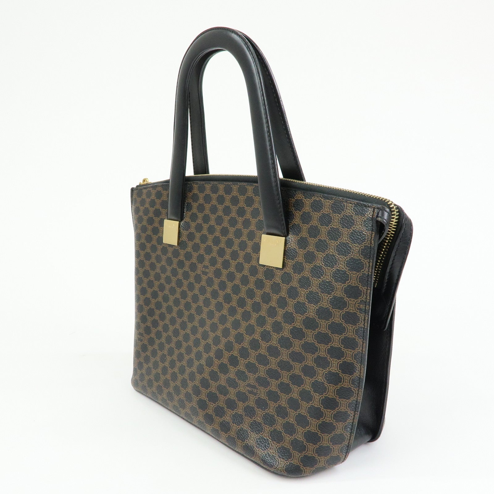 CELINE Macadam PVC Leather 2Way Bag Hand Bag Shoulder Bag Brown