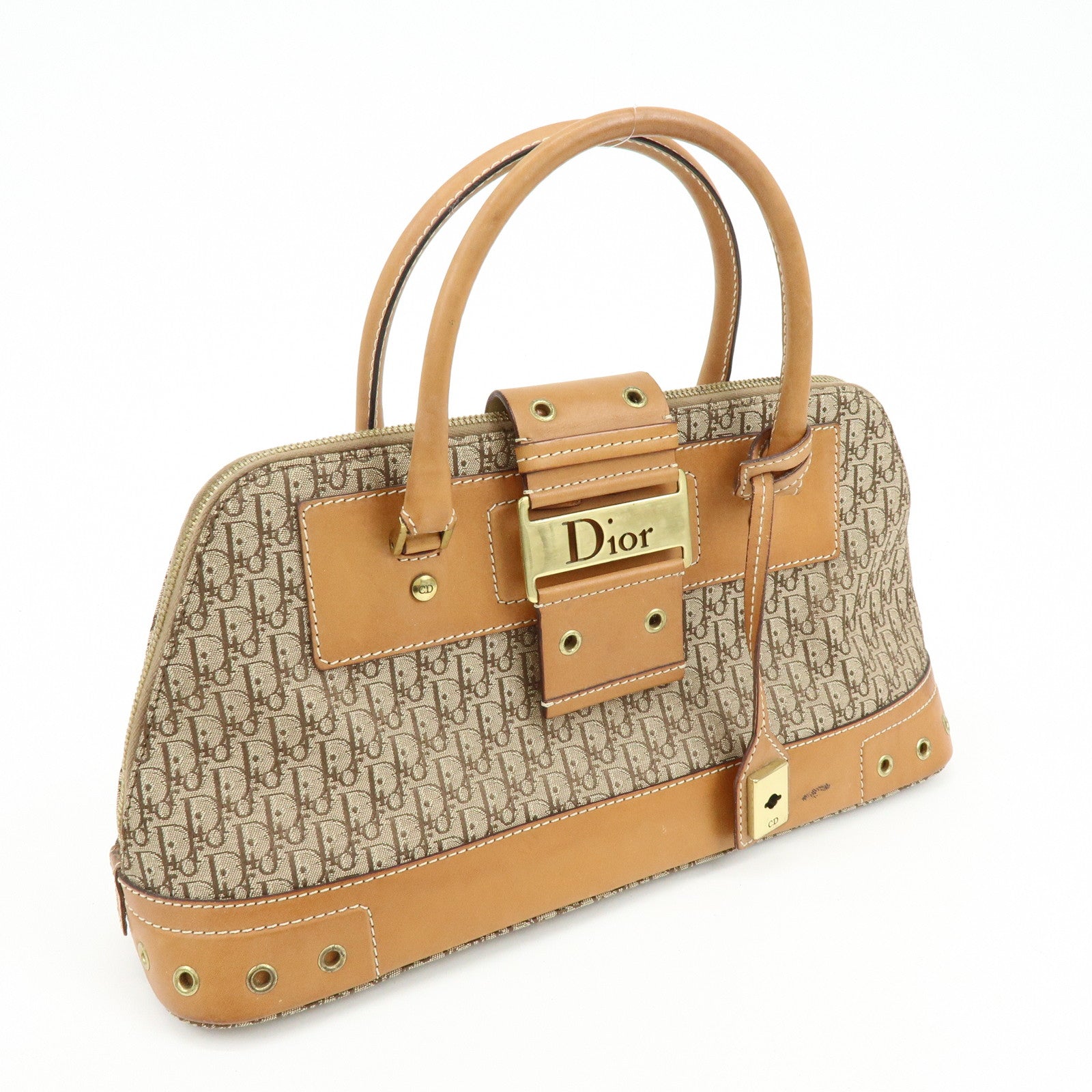 Christian Dior Trotter Street Chic Jacquard Canvas Leather Hand Bag