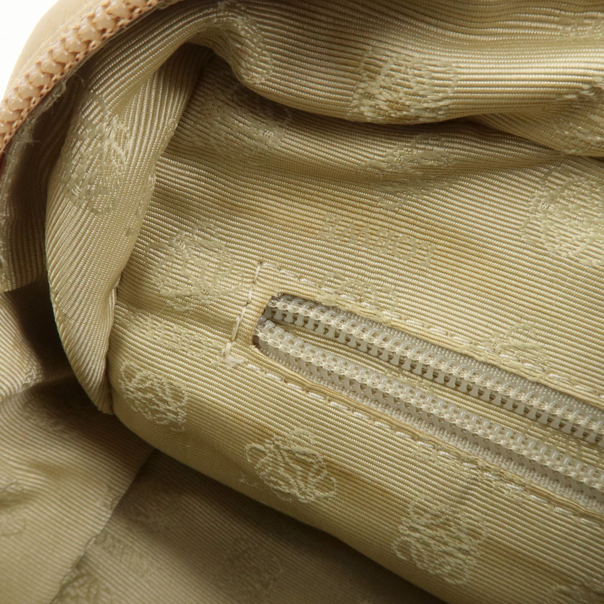 LOEWE Anagram Logo Nappa Leather Hand Bag Mini Boston Bag Beige