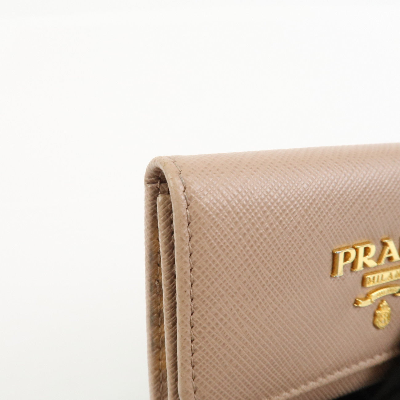 PRADA Saffiano Leather 4 Rings Key Case Key Holder PinkBeige 1PG004