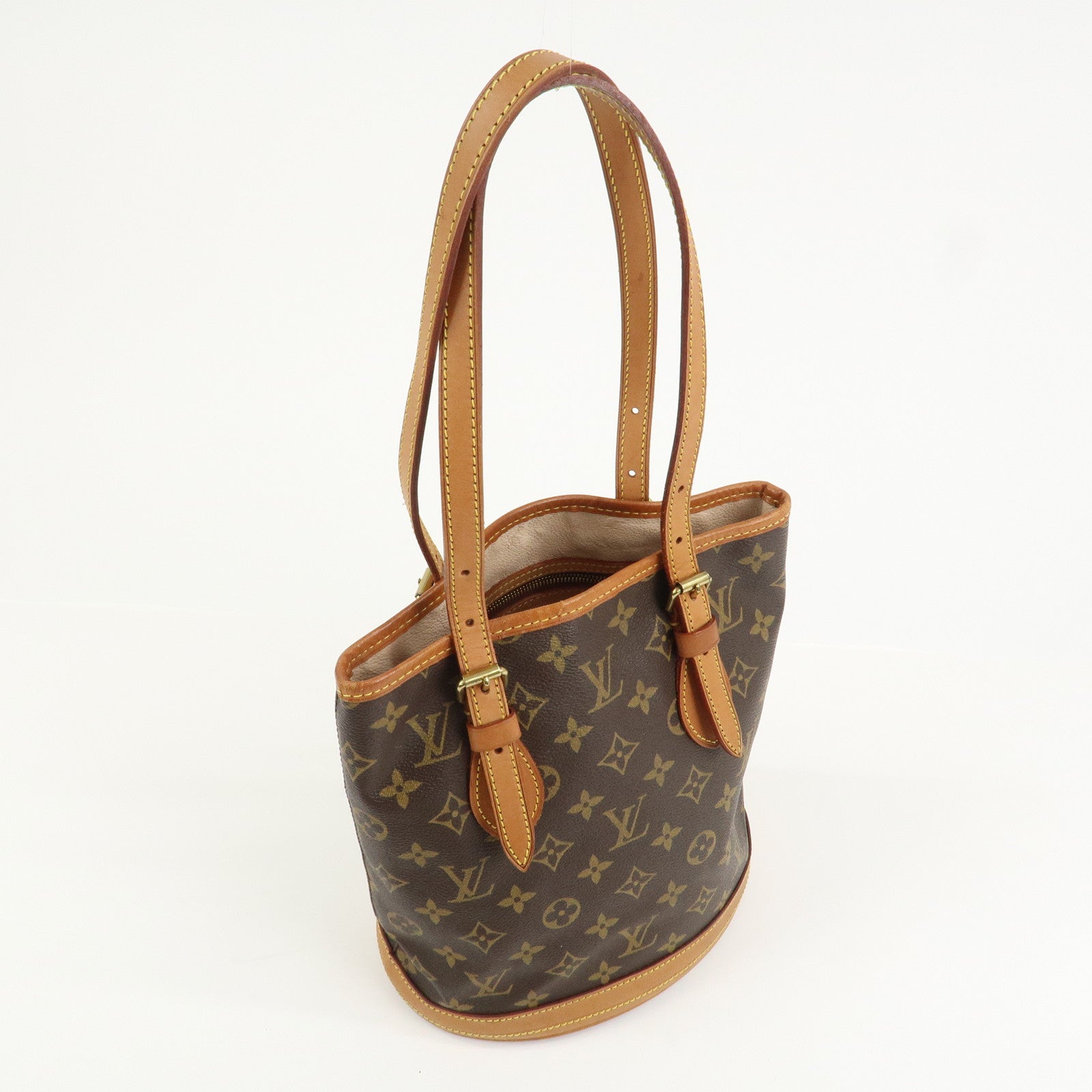Louis Vuitton Monogram Canvas Bucket PM Hand Bag Brown M42238