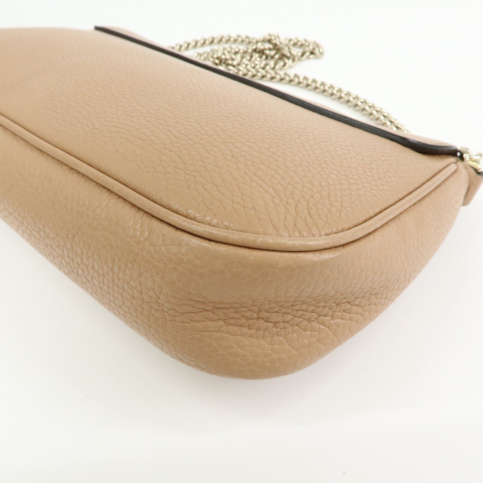 GUCCI SOHO Leather Chain Shoulder Bag Crossbody Bag Beige 536224