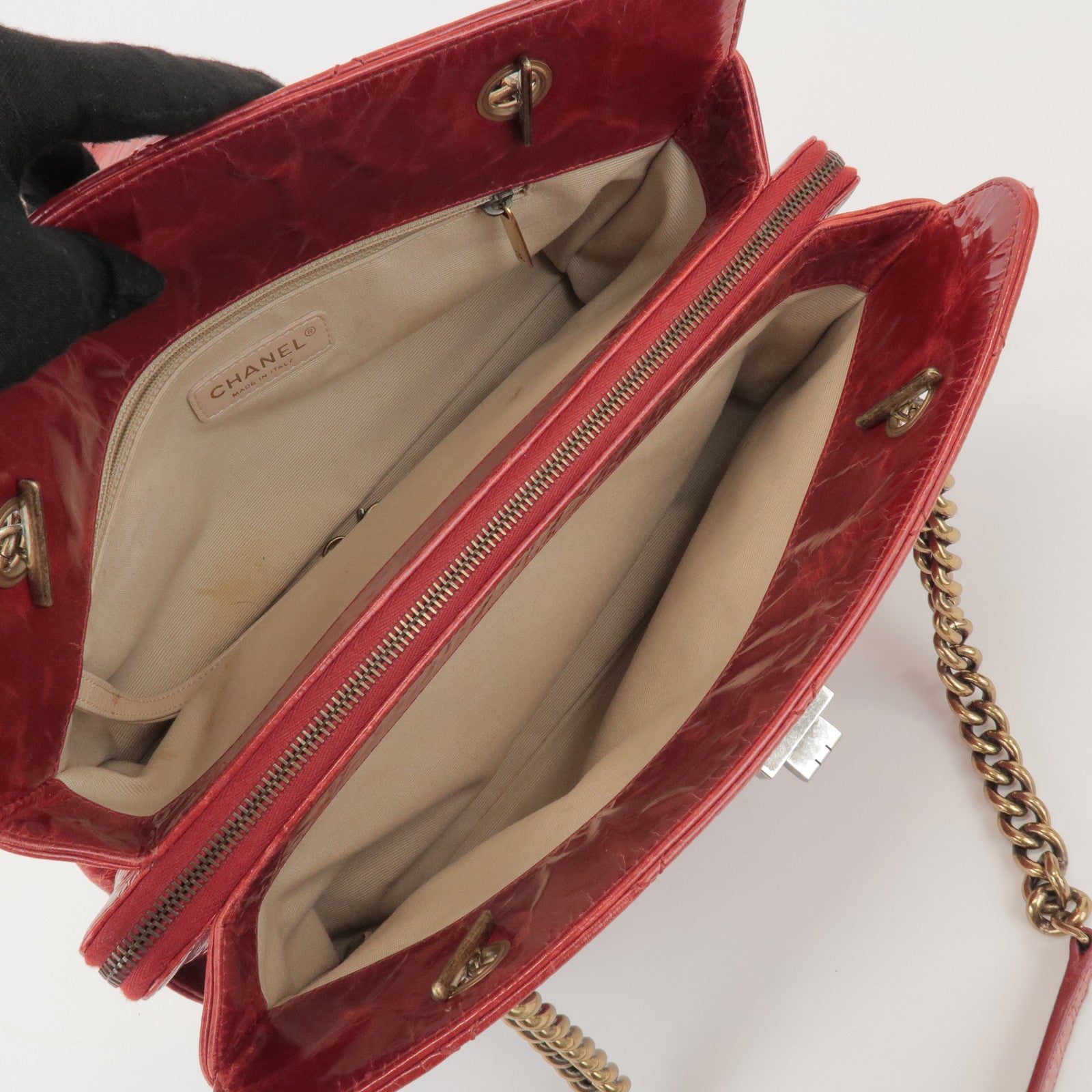 CHANEL CHANEL 2.55 Leather Chain Shoulder Bag Hand Bag Red