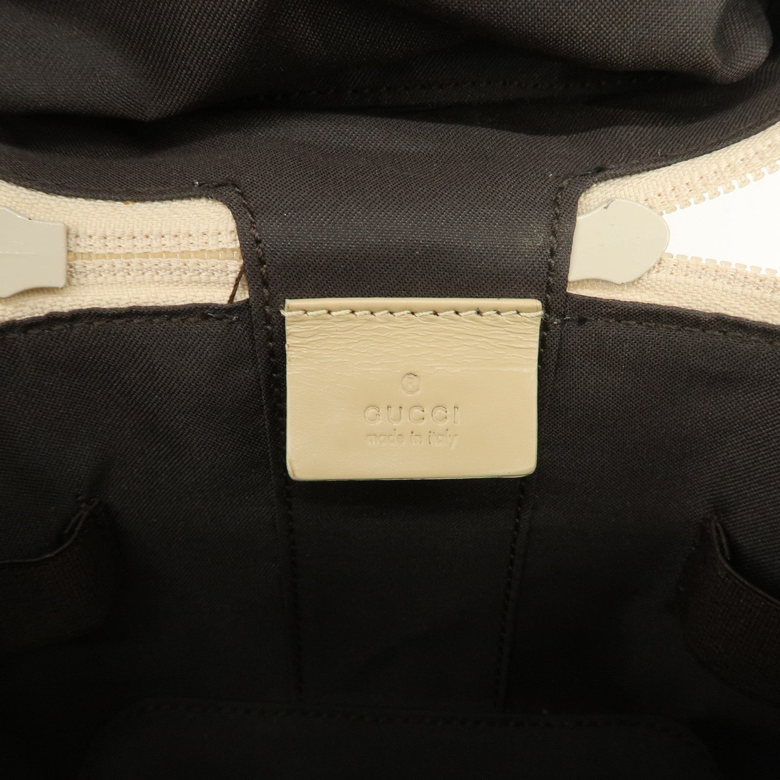 GUCCI GG Canvas Leather Vanity Bag Hand Bag Light Beige 039.1052
