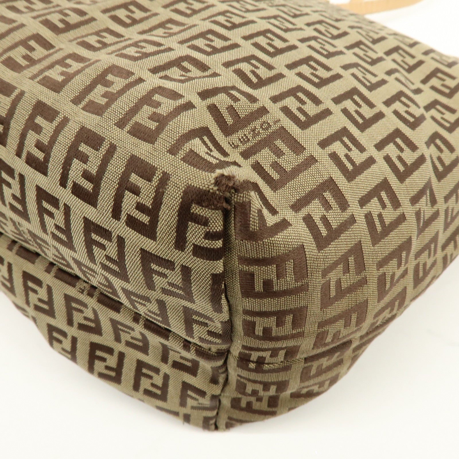 FENDI Zucchino Canvas Tote Bag Shoulder Bag Beige Brown 8BH005
