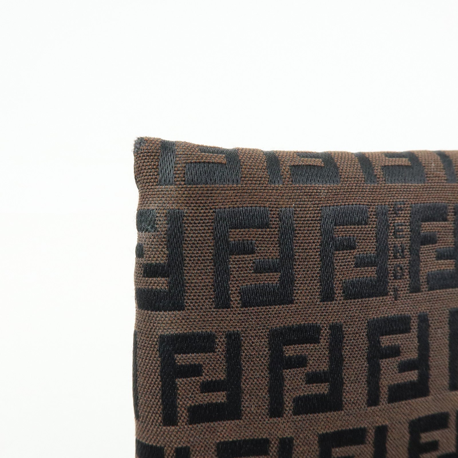 FENDI Zucchino Canvas Leather Pouch Brown 7N0014