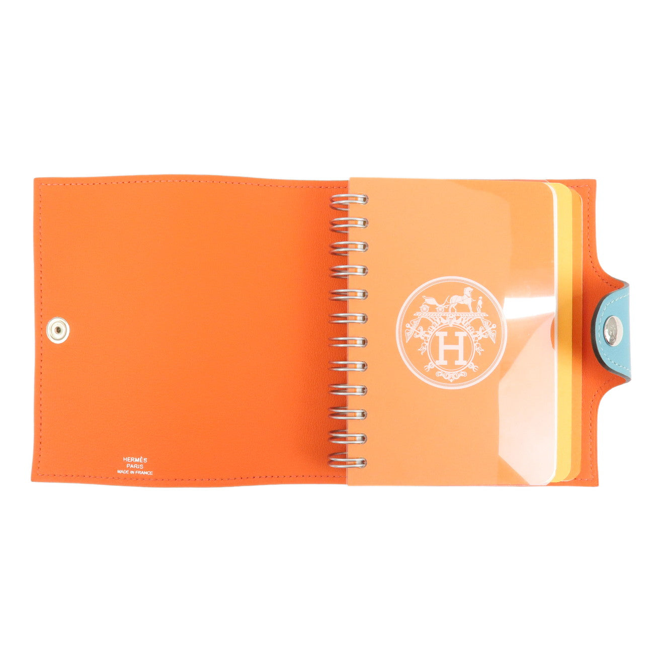 HERMES Ulysse PM Leather Agenda Planner Cover Light Blue Orange