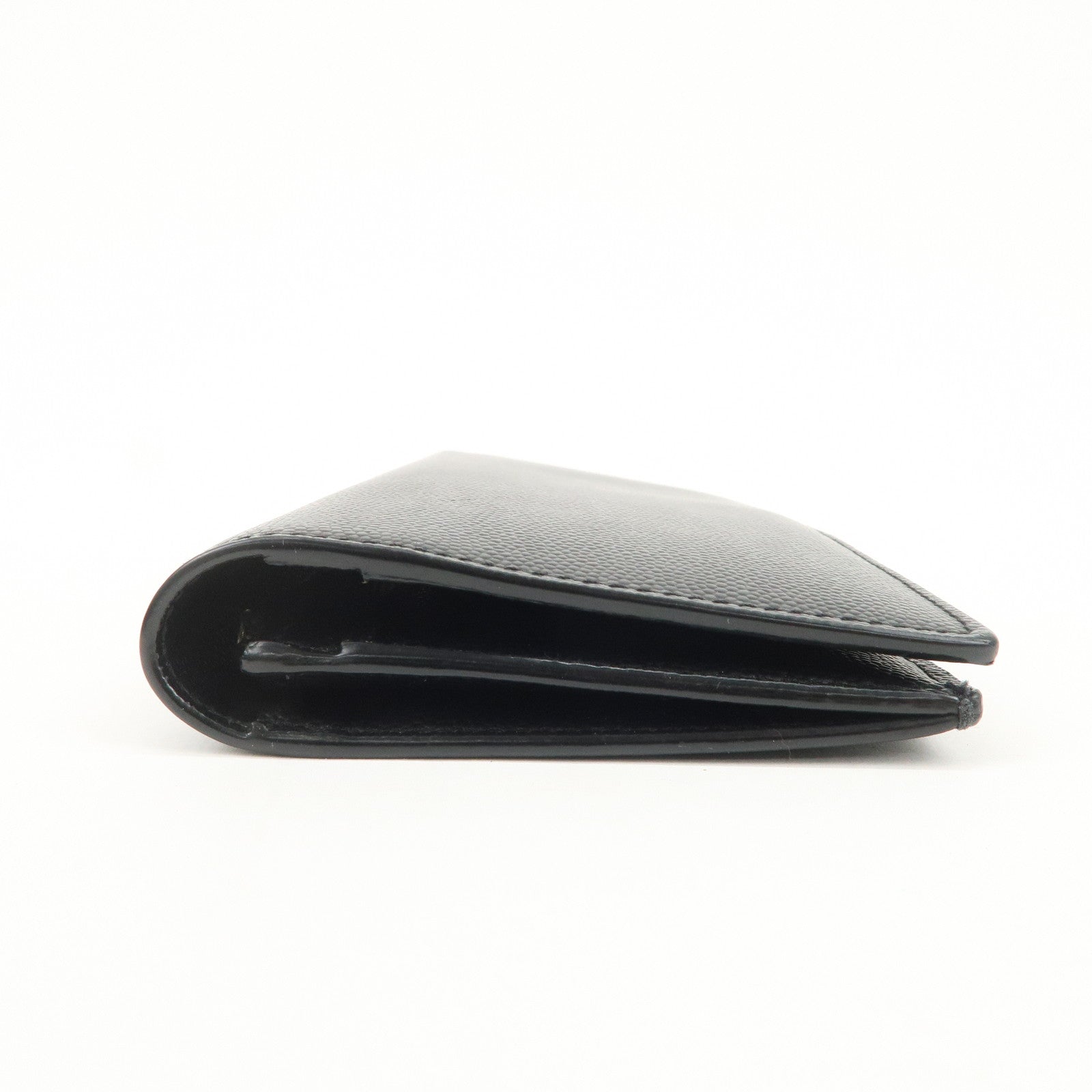 SAINT LAURENT PARIS Leather Bi-fold Long Wallet Black 396308