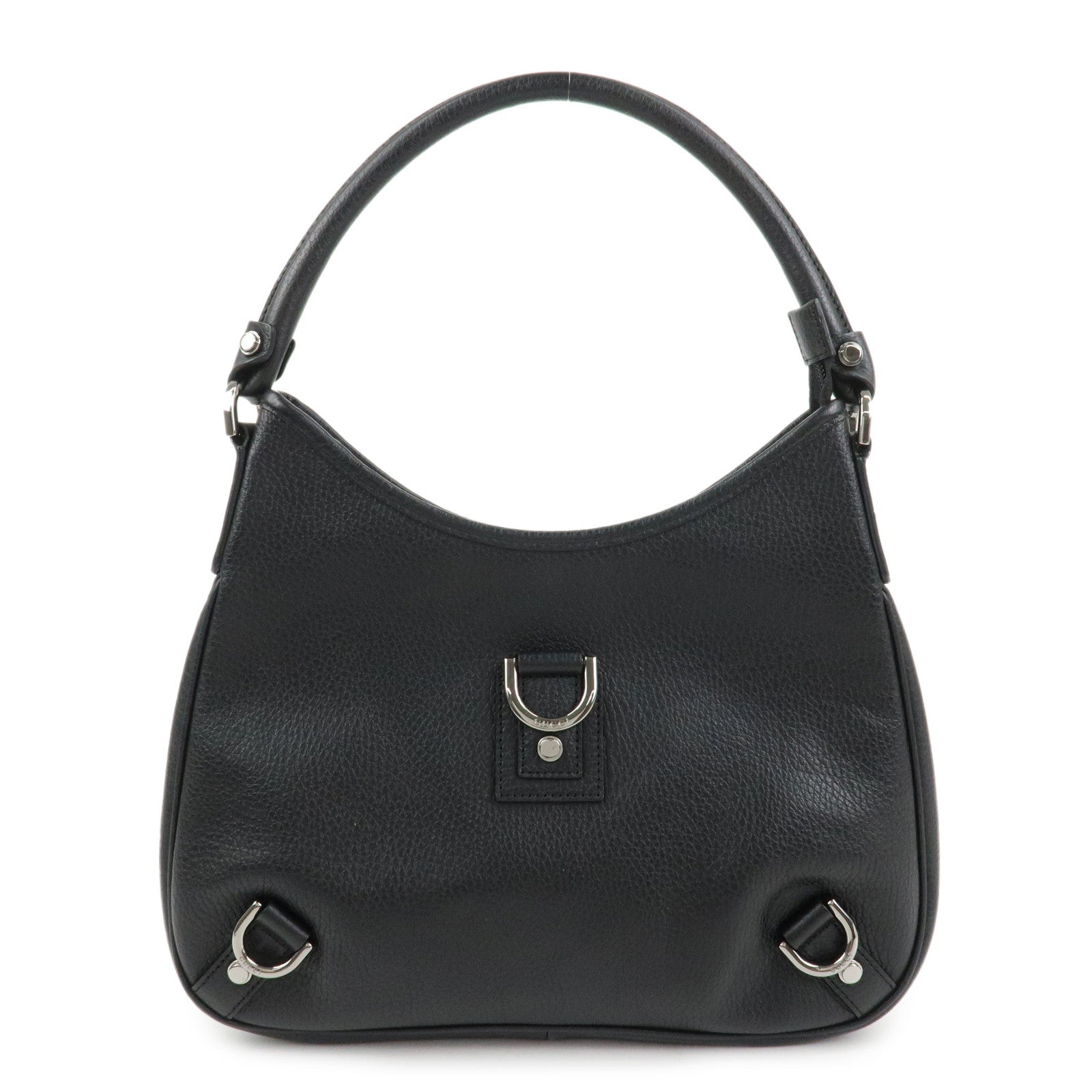 GUCCI Abbey Leather Shoulder Bag Hand Bag Black Silver S268637