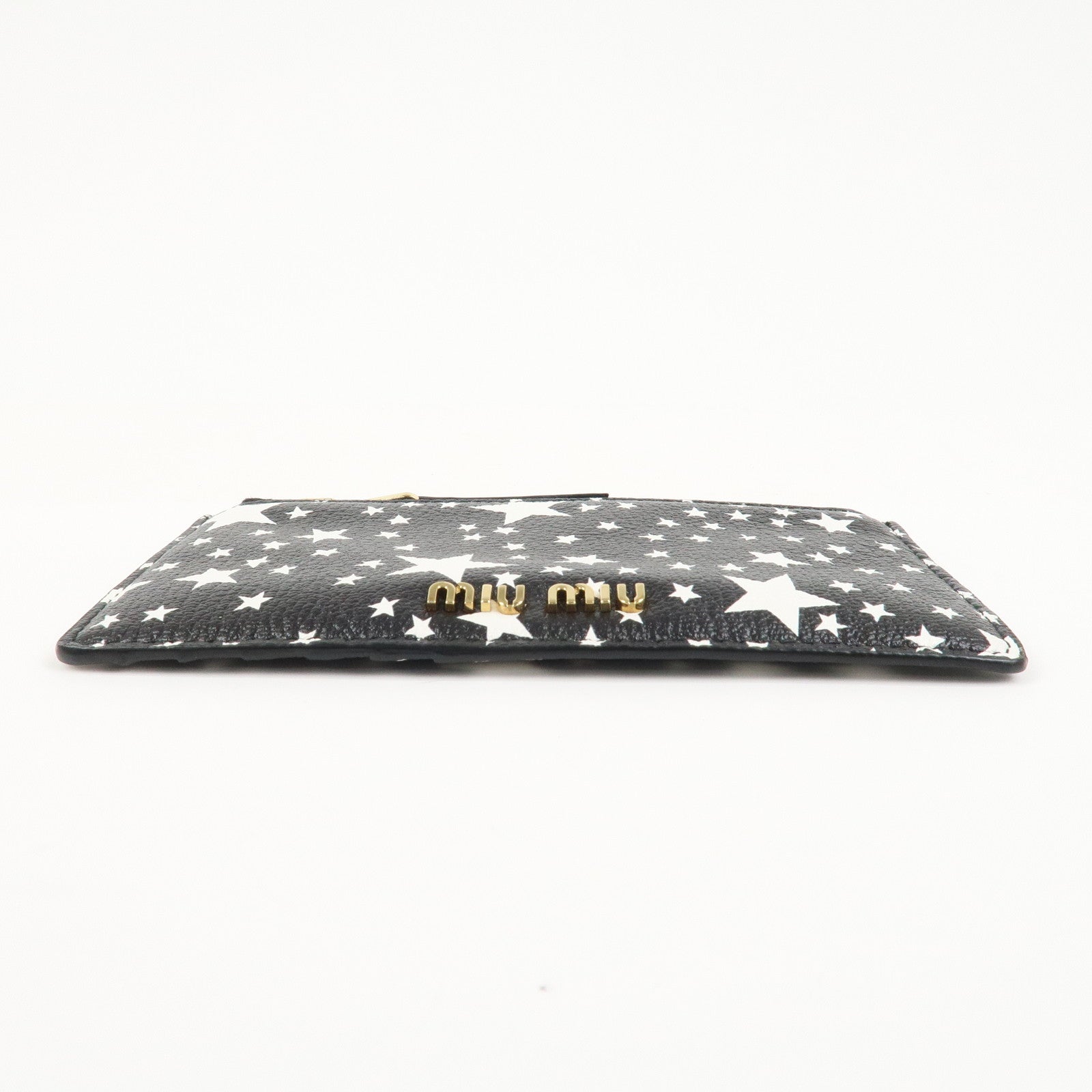 MIU MIU Leather Card Case Star Print Black 5MB006
